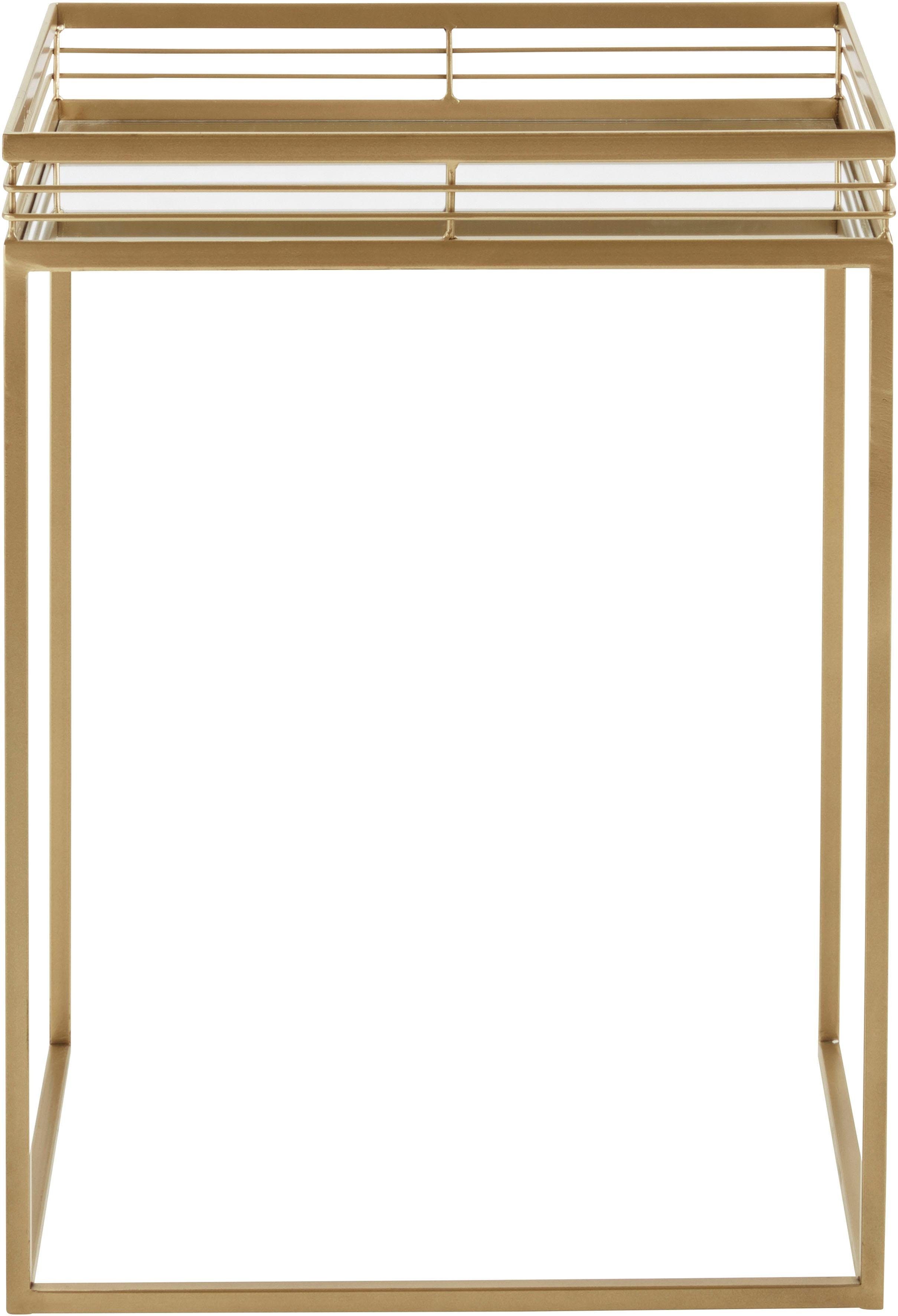 Leonique Bijzettafel Yanis met plateaus van spiegelglas en goudkleurig metalen frame (2 stuks)