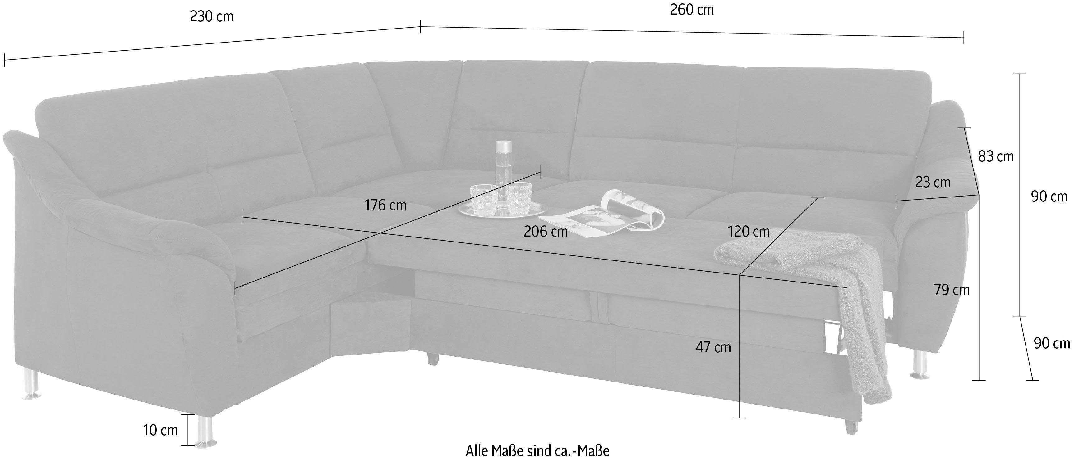 Places of Style Hoekbank Cardoso L-vorm met trapezehoek voor meer zitcomfort, naar keuze ook met slaapfunctie
