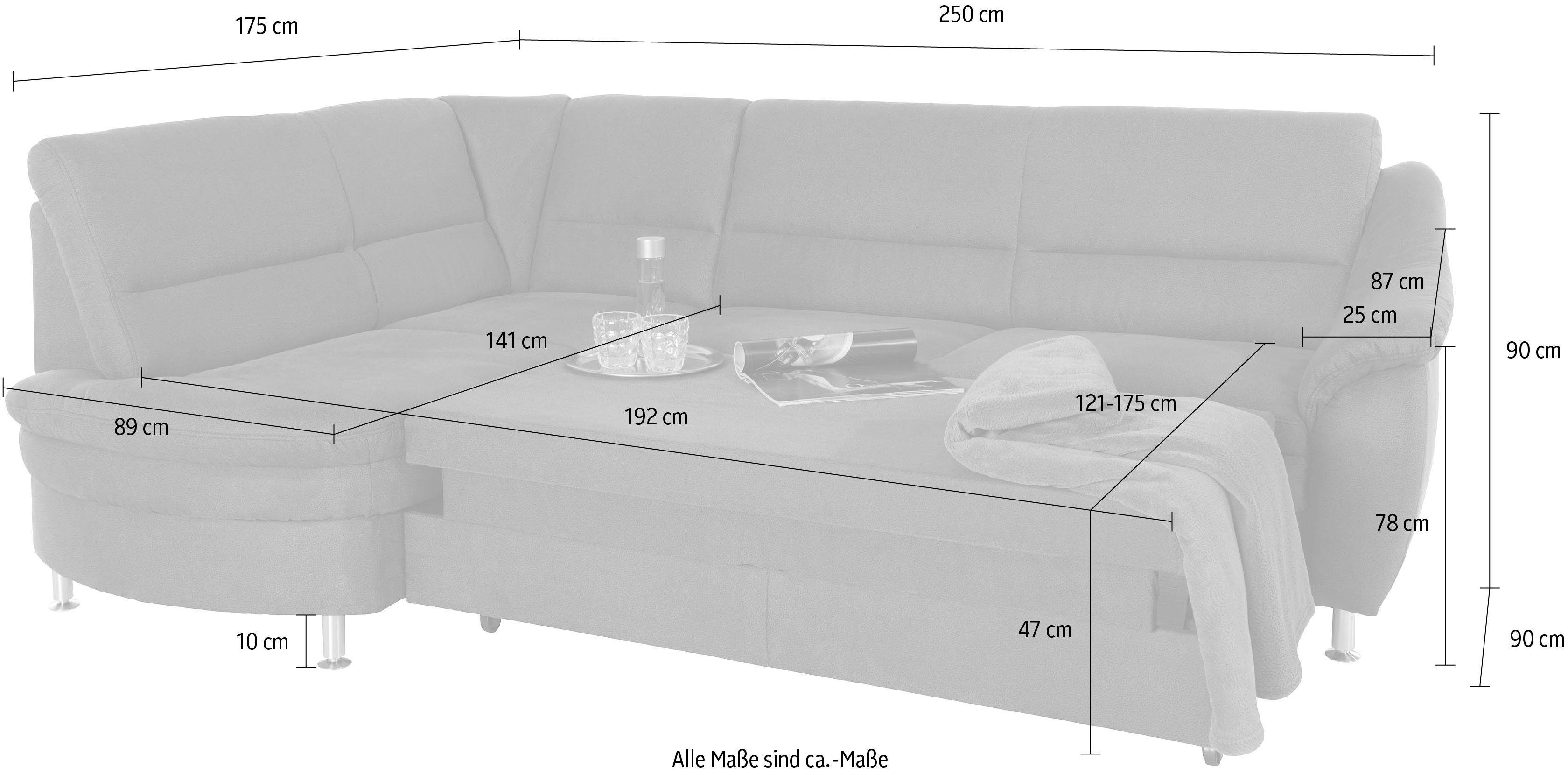 Places of Style Hoekbank Cardoso L-vorm Binnenvering, naar keuze met bed, lade