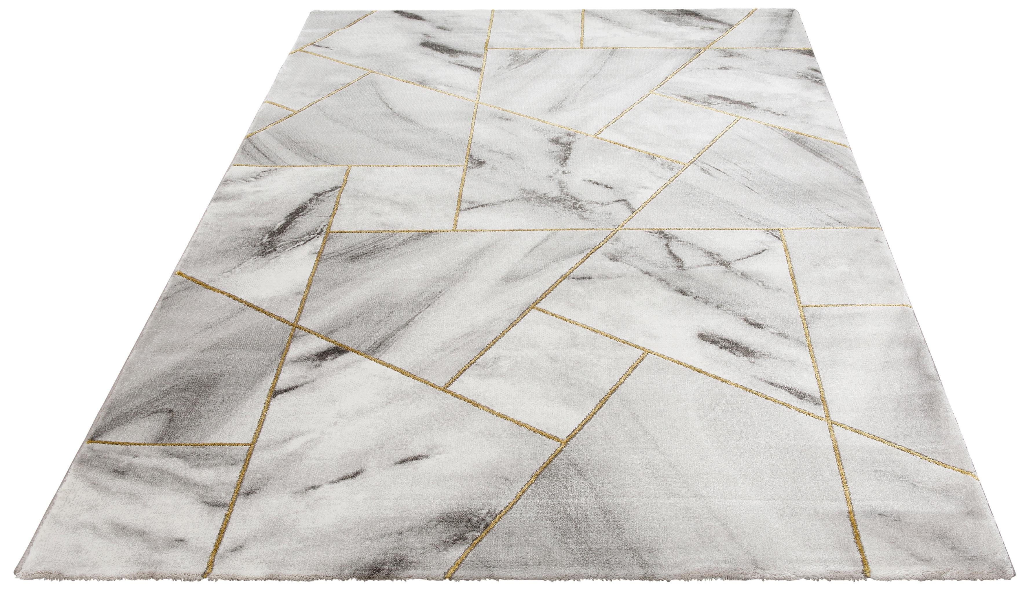 my home Vloerkleed Lerina Marmer-design, geometrisch motief, reliëfeffect, korte pool