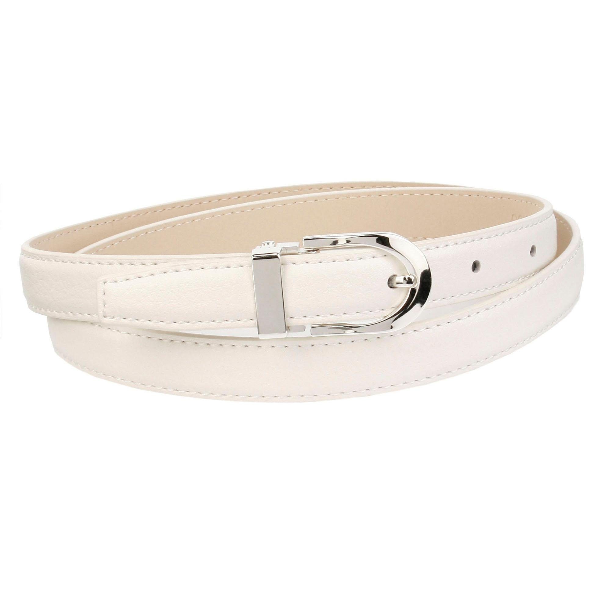 Anthoni Crown Leren riem in een smal model, stevig dames brede riemen maat 85 wit