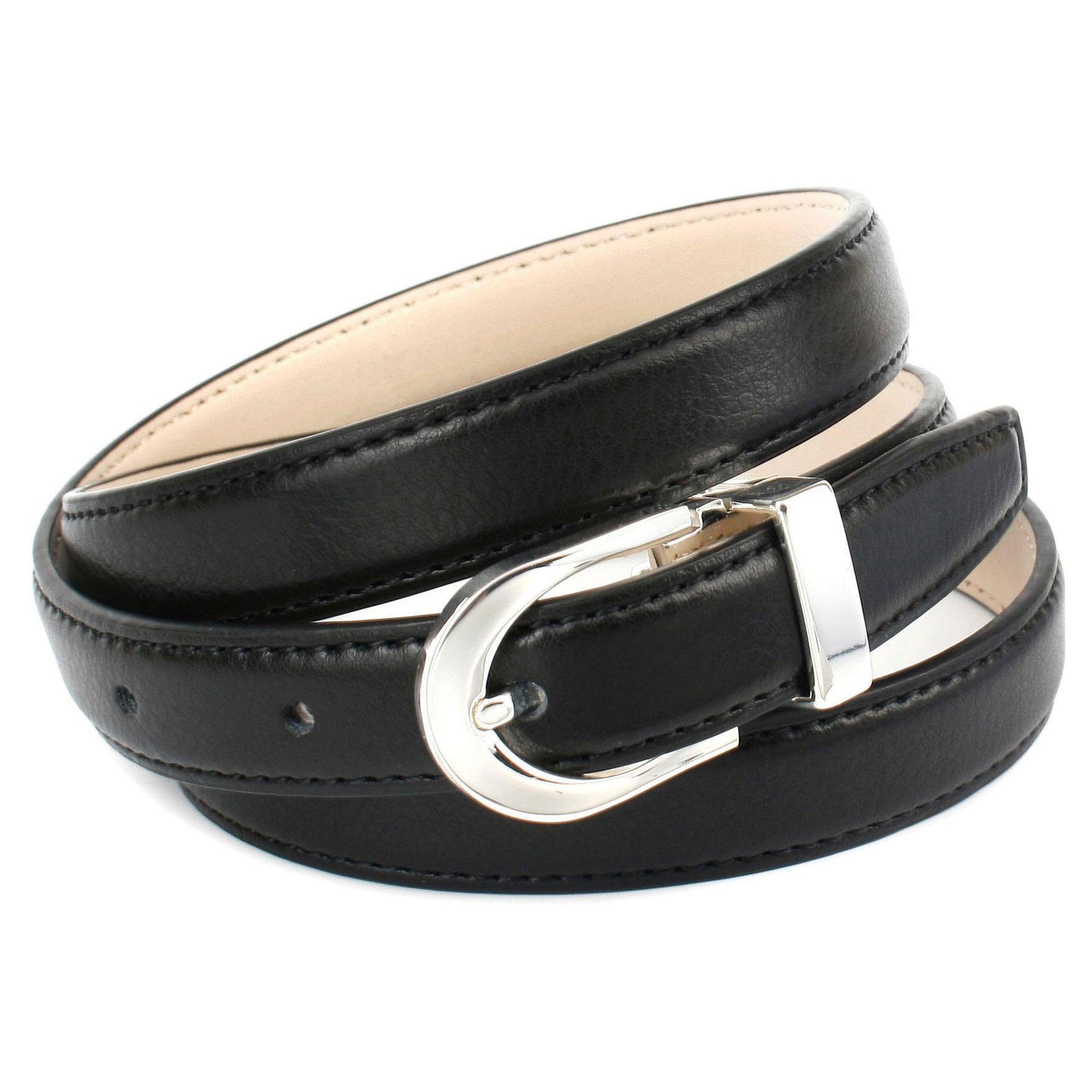 Anthoni Crown Leren riem in een smal model, stevig dames brede riemen maat 85 zwart