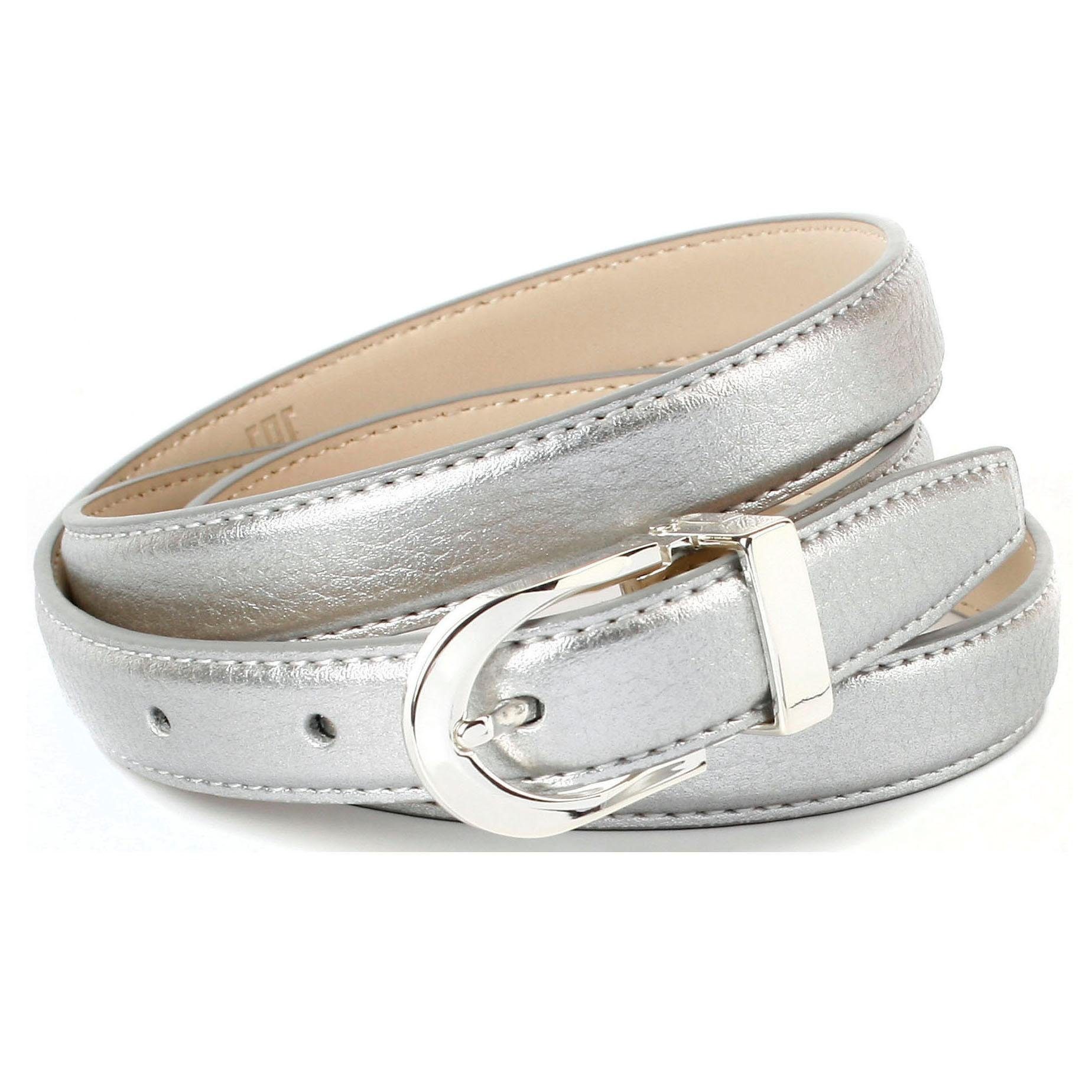 Anthoni Crown Leren riem in een smal model, stevig dames brede riemen maat 75 zilver
