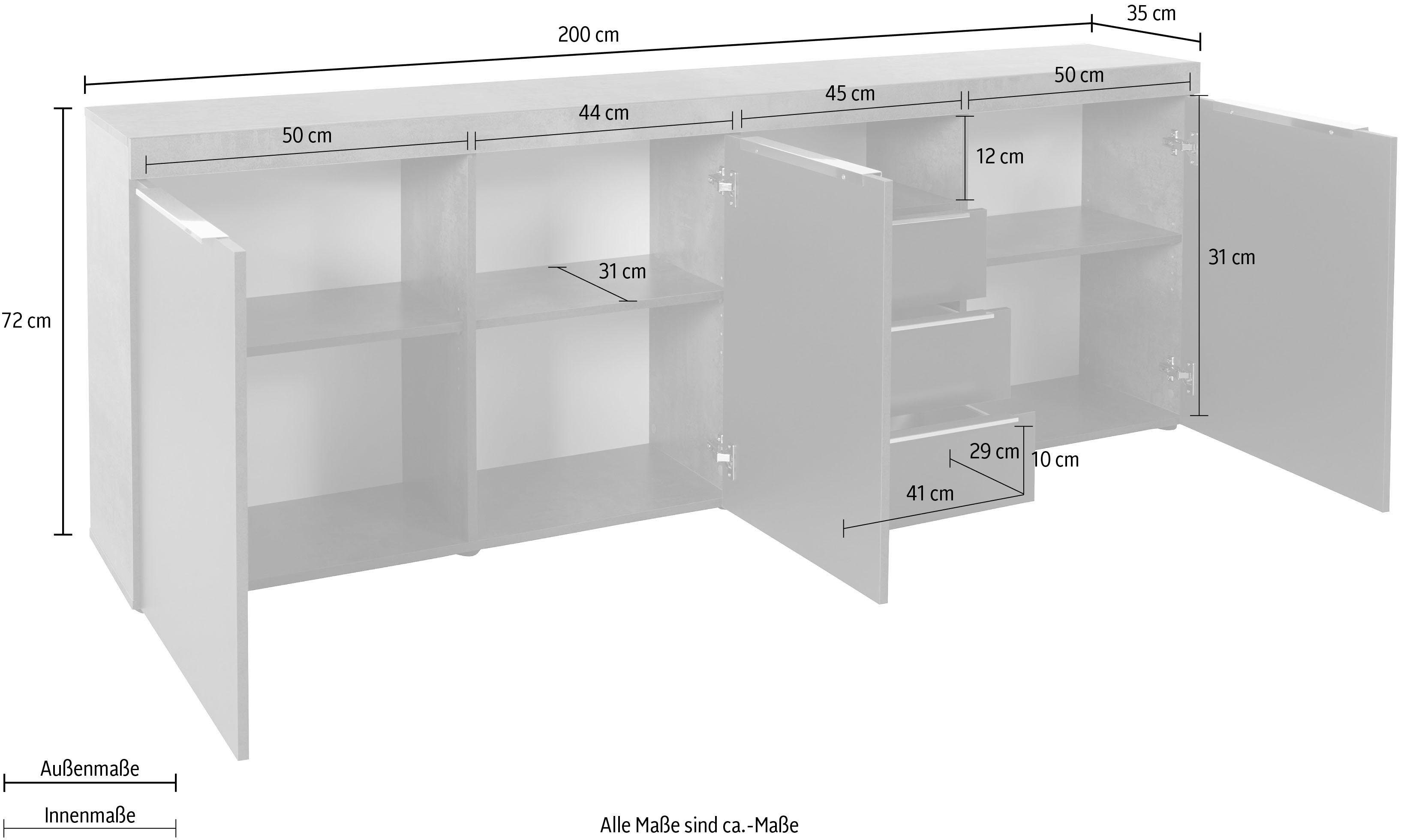 borchardt Möbel Dressoir Durban Breedte 200 cm