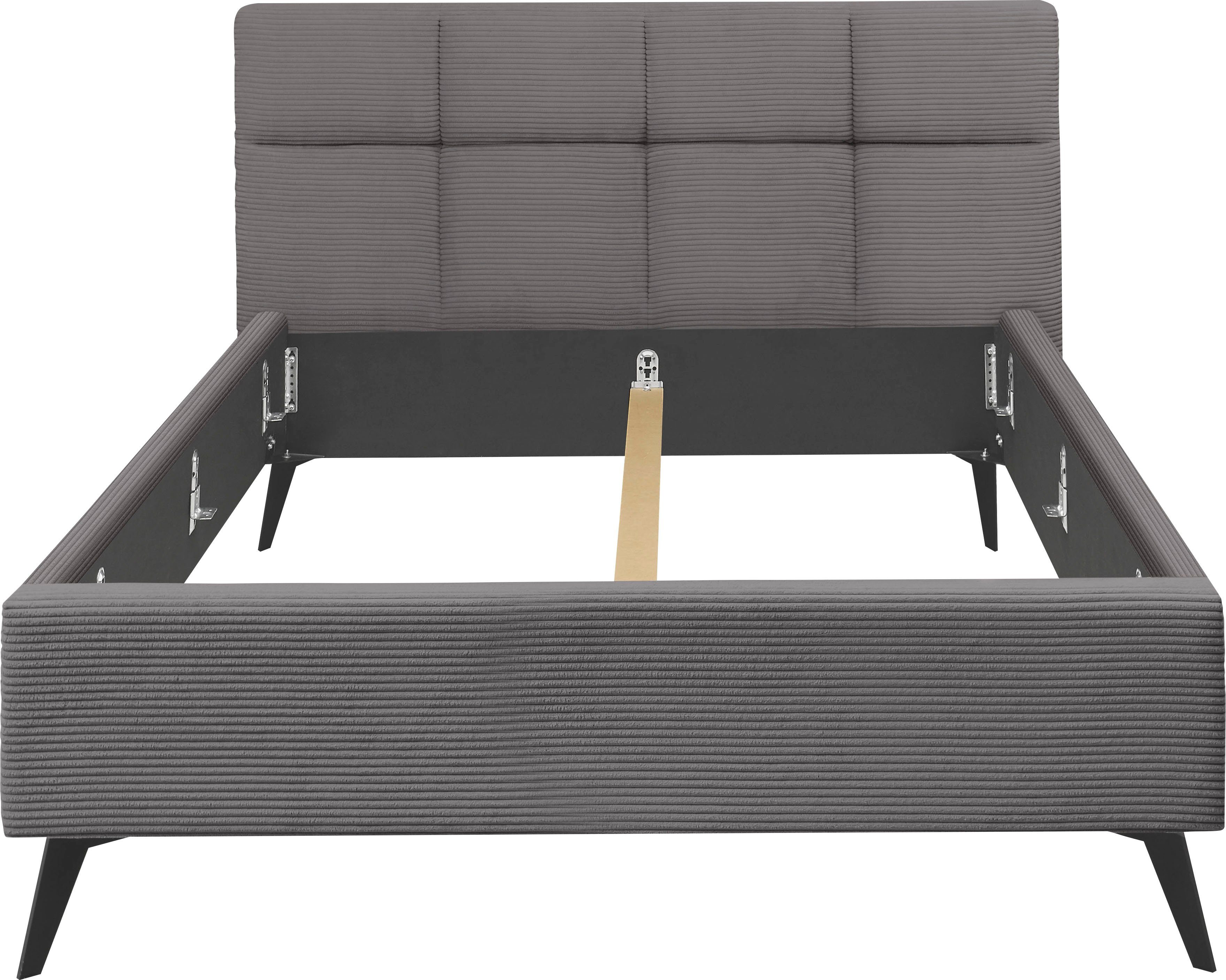 set one by Musterring Gestoffeerd bed Cary naar keuze met matras en lattenbodem, zwarte metalen poten