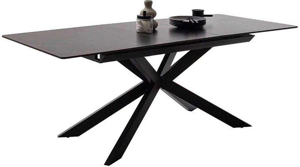 MCA furniture Eettafel BONANZA uitschuifbare tafel 160-200 cm gemarmerd Keramiek, metaal, marmer-look, synchronisatie-uittrekmechanisme, uittrekbaar, 6-8 personen