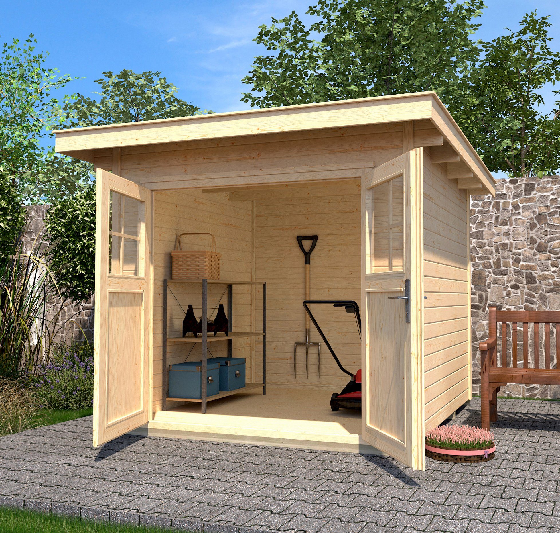 weka Tuinhuisje 179 Maat 2 houten tuinhuisjes beige