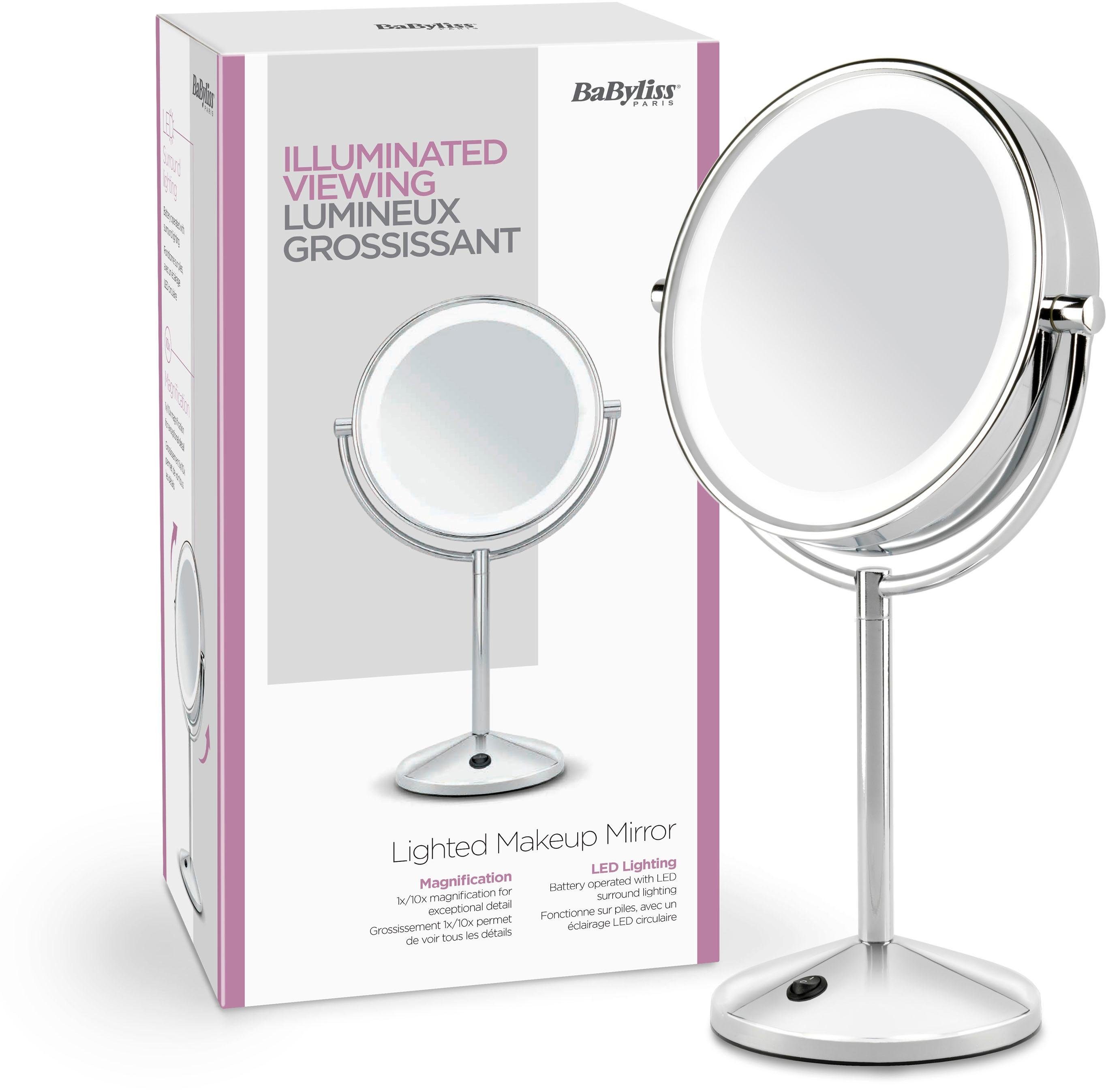 babyliss led-lichtspiegel 9436e lighted makeup mirror verlichte make-upspiegel met batterijvoeding zilver