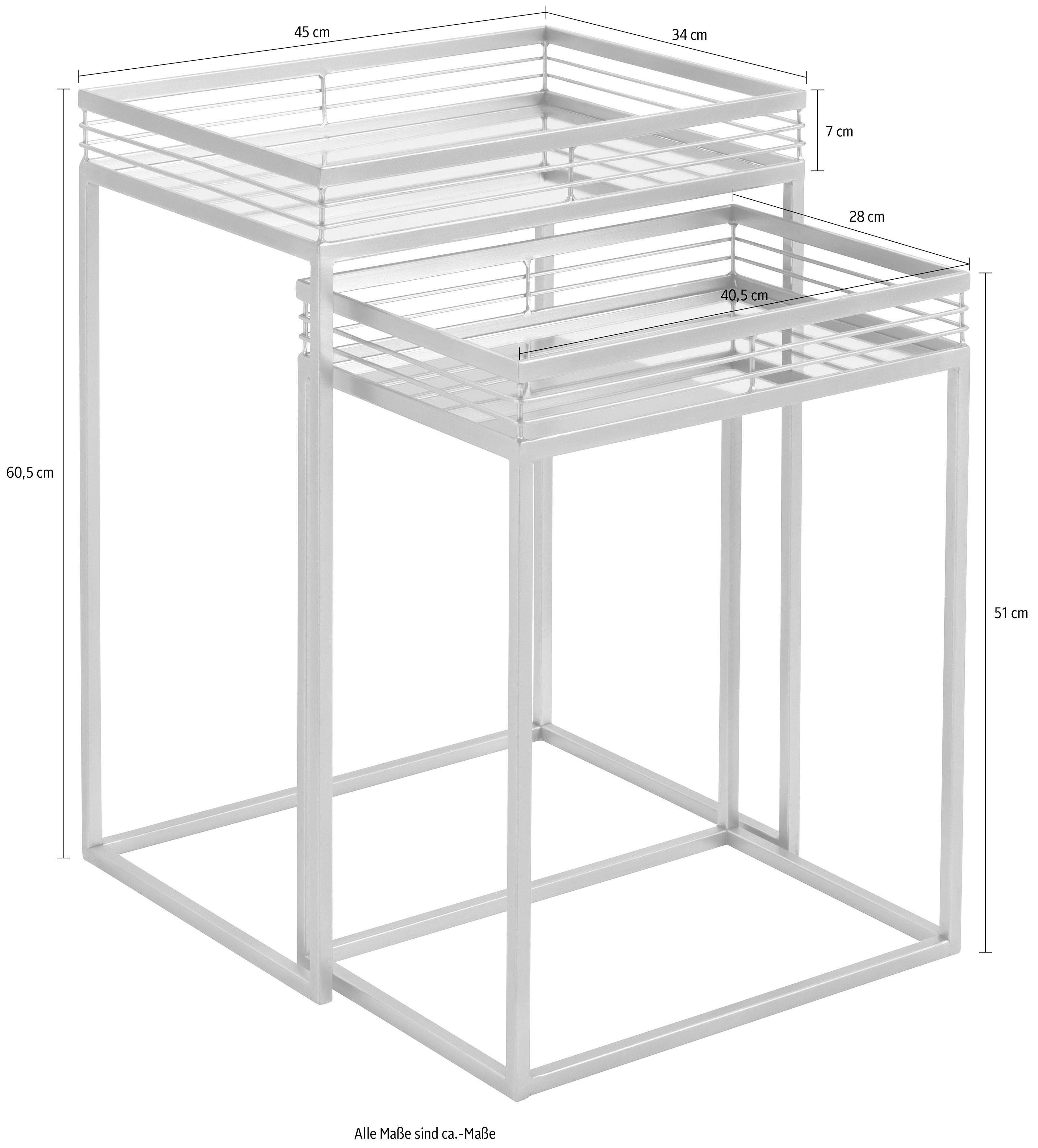 Leonique Bijzettafel Yanis met plateaus van spiegelglas en goudkleurig metalen frame (2 stuks)