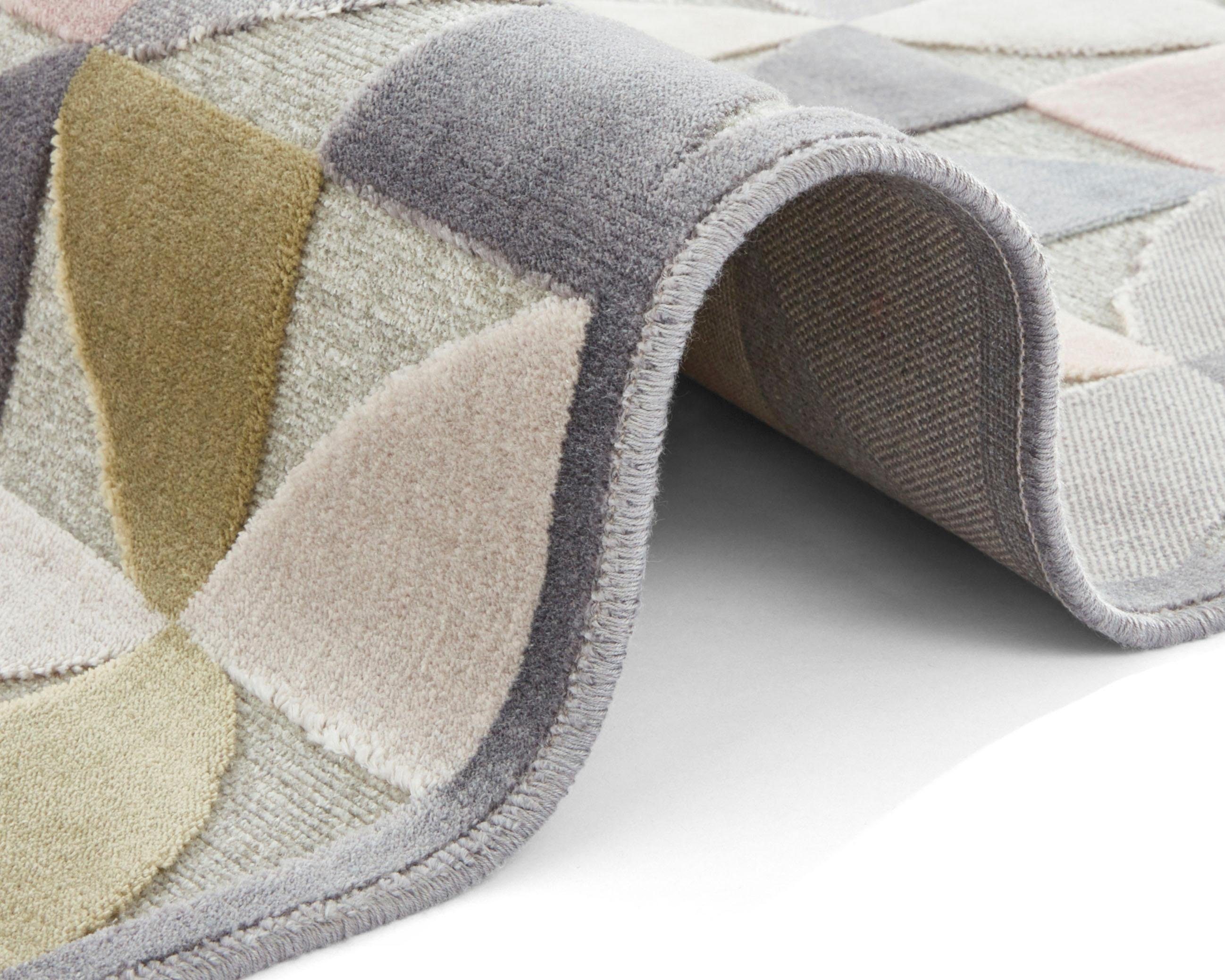 ELLE DECORATION Vloerkleed AILETTE Korte pool, velours, geometrisch motief, reliëfstructuur