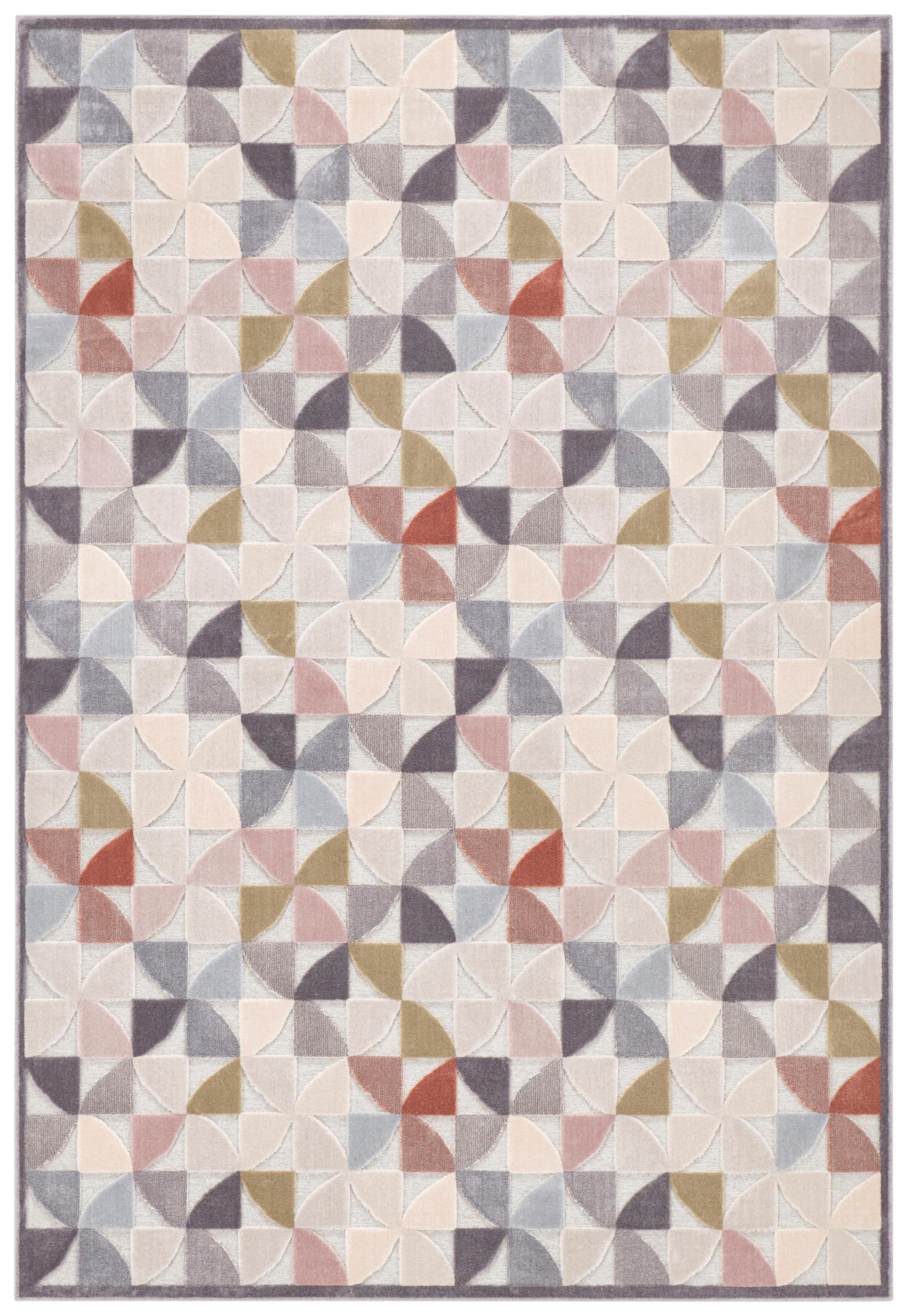 ELLE DECORATION Vloerkleed AILETTE Korte pool, velours, geometrisch motief, reliëfstructuur