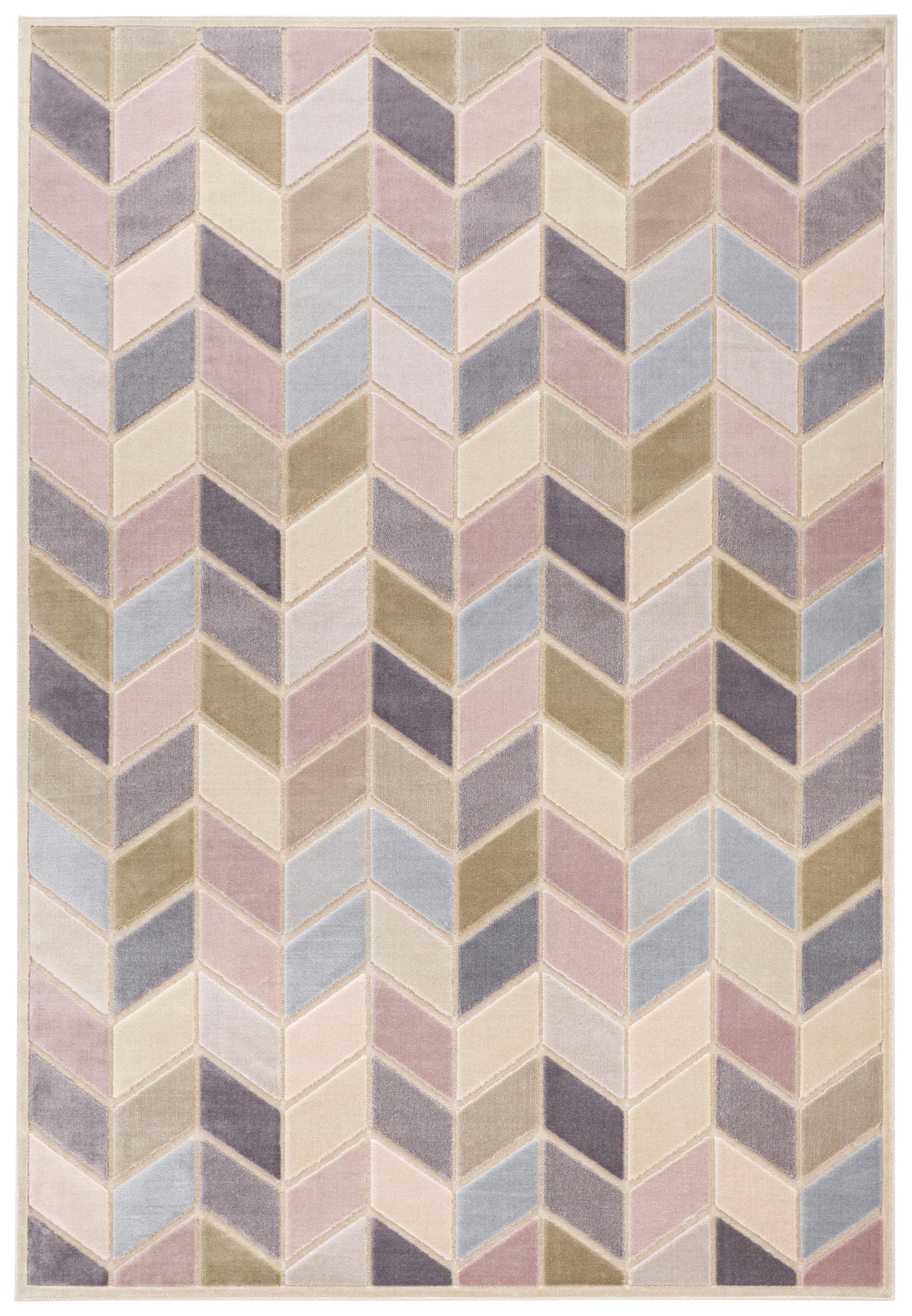 ELLE DECORATION Vloerkleed Loire Korte pool, velours, geometrisch motief, reliëfstructuur