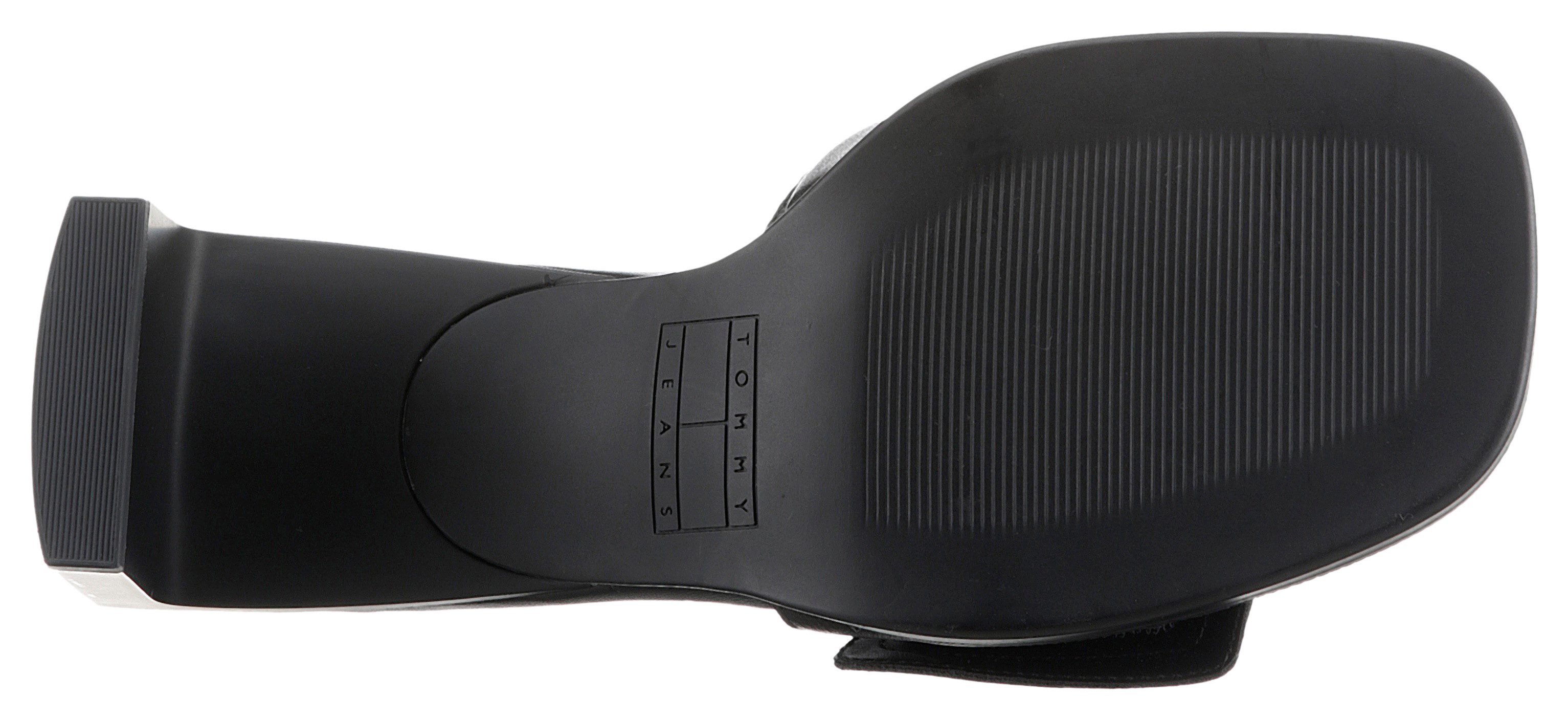 TOMMY JEANS Slippers THE SOHO HEEL LEATHER feestdagmode, zomerschoen met brede bandage