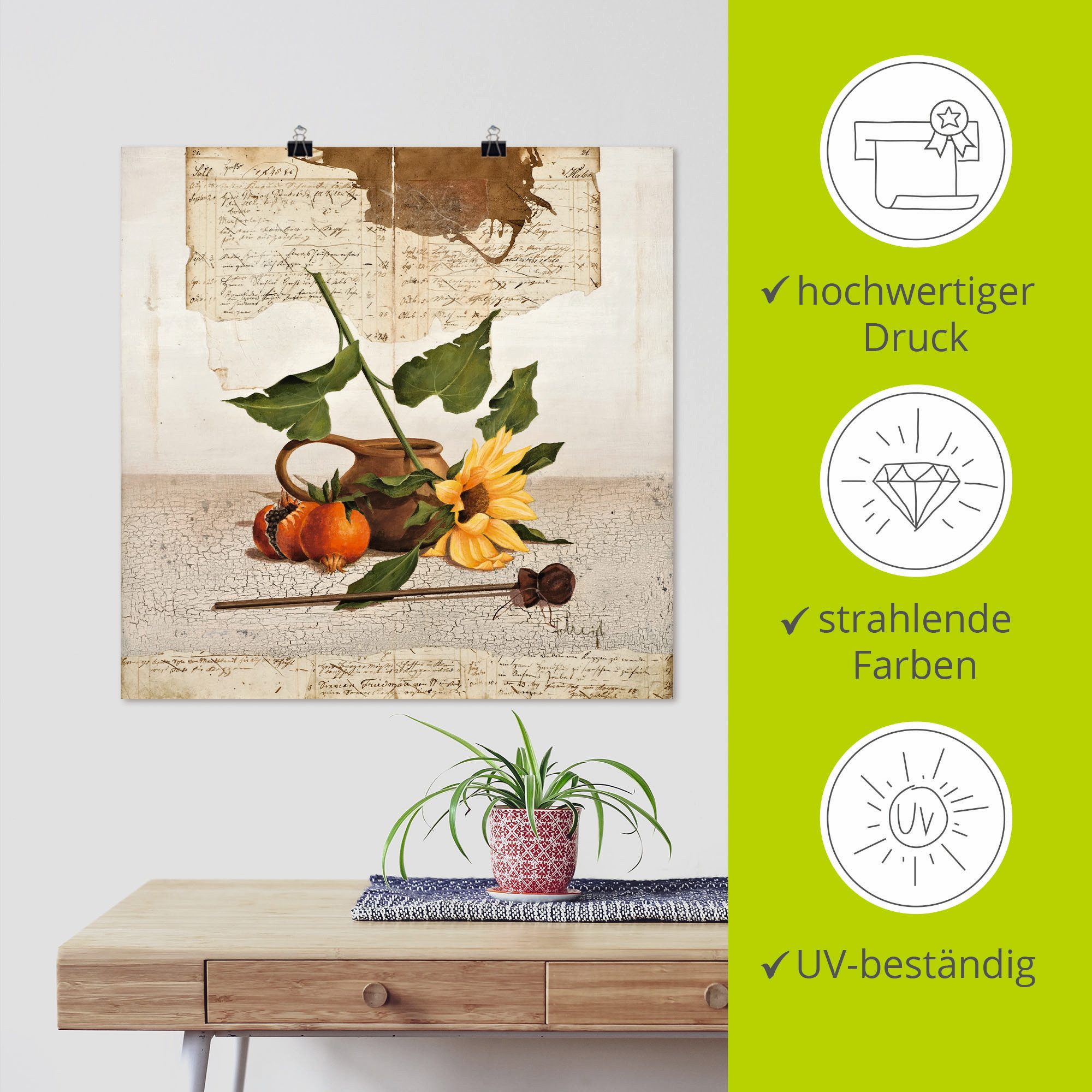 Artland Poster Stilleven met zonnebloemen als artprint op linnen, muursticker of poster in verschillende maten