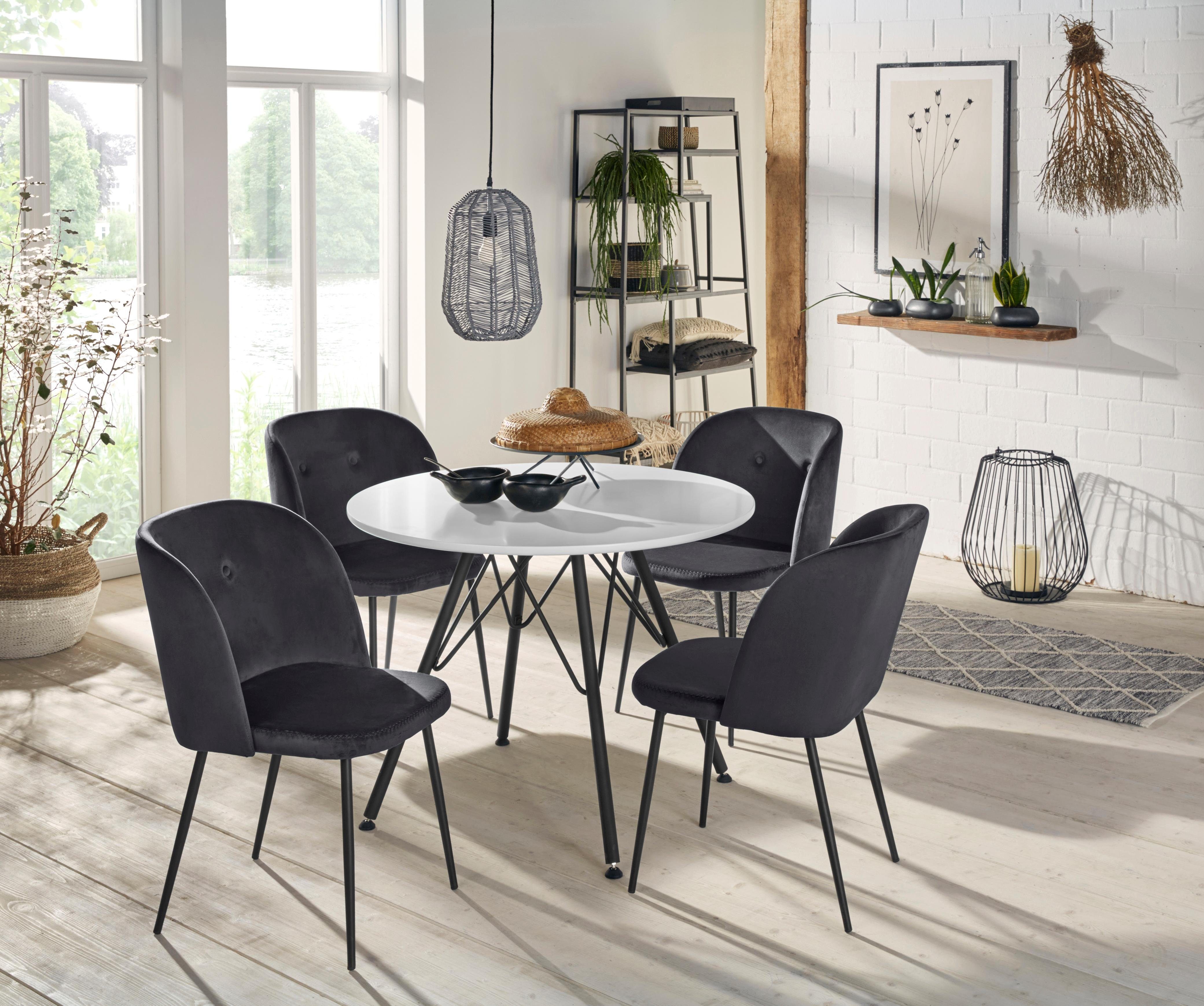 Homexperts Eetkamerstoel Micky Bekleding in fluweel met zigzag naad (set, 2 stuks)