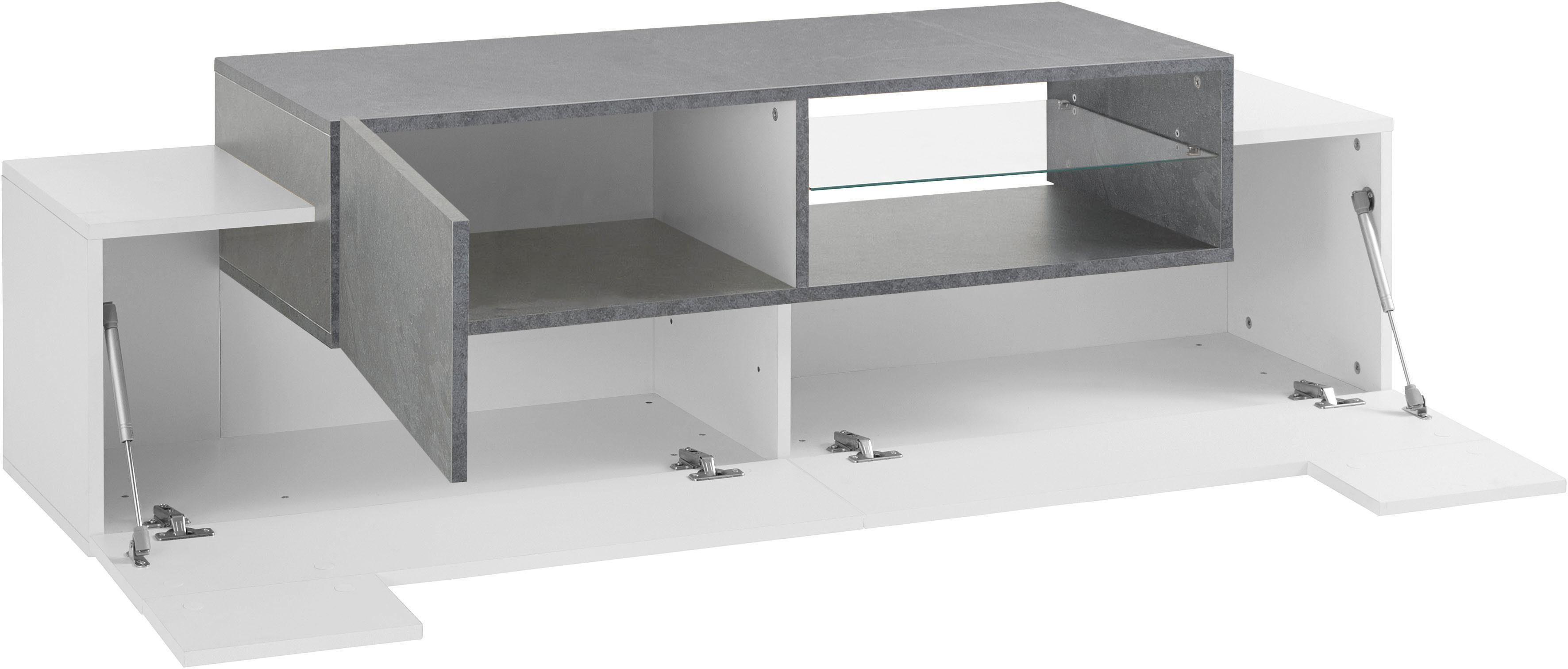 INOSIGN Tv-meubel Coro, lowboard, TV-commode, TV-meubelen, TV-bank met 2 kleppen, 1 deur, 1 glazen plank, breedte 160