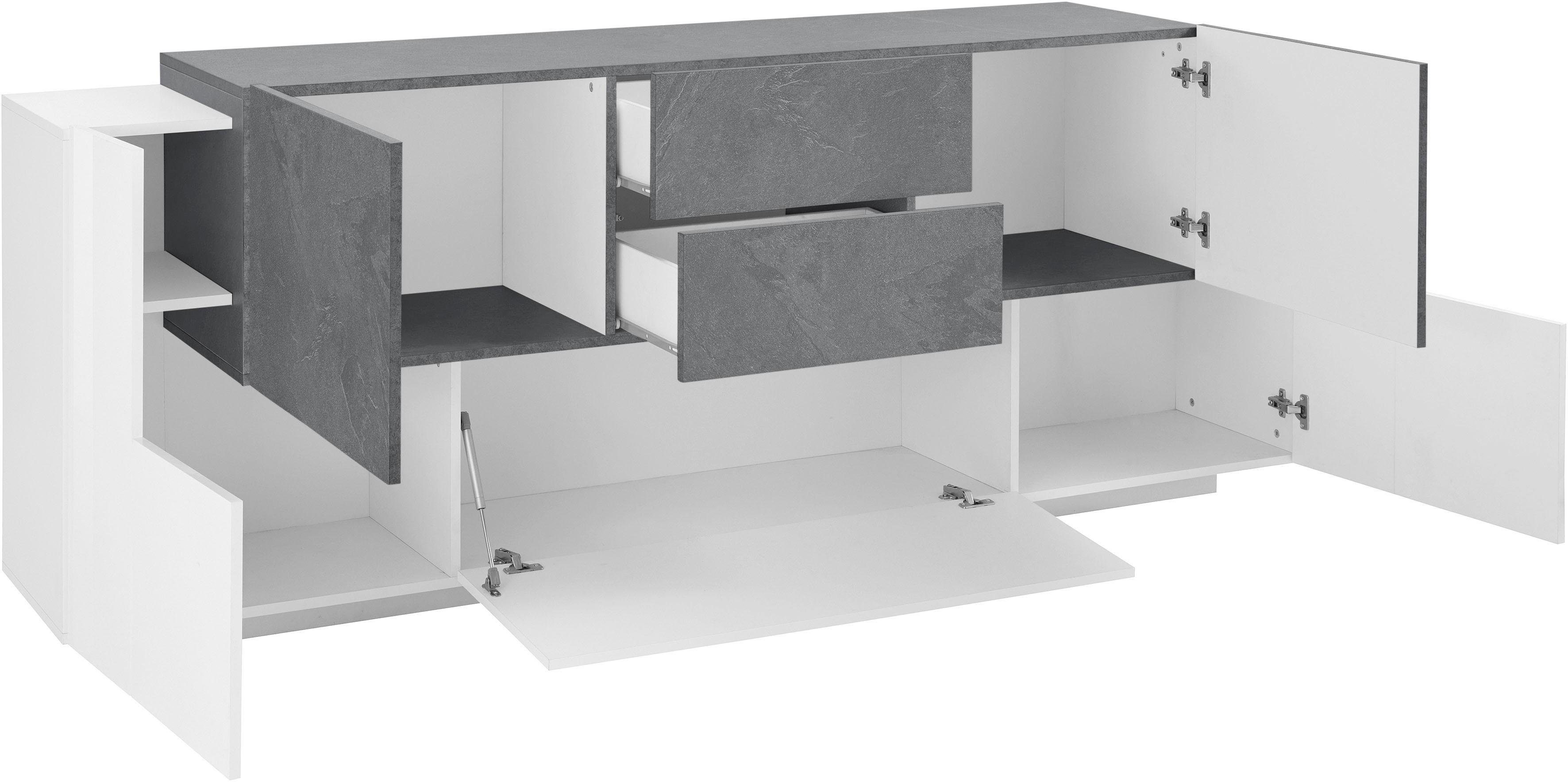 INOSIGN Dressoir Coro, commode, kast, buffet, greeploos met legplanken