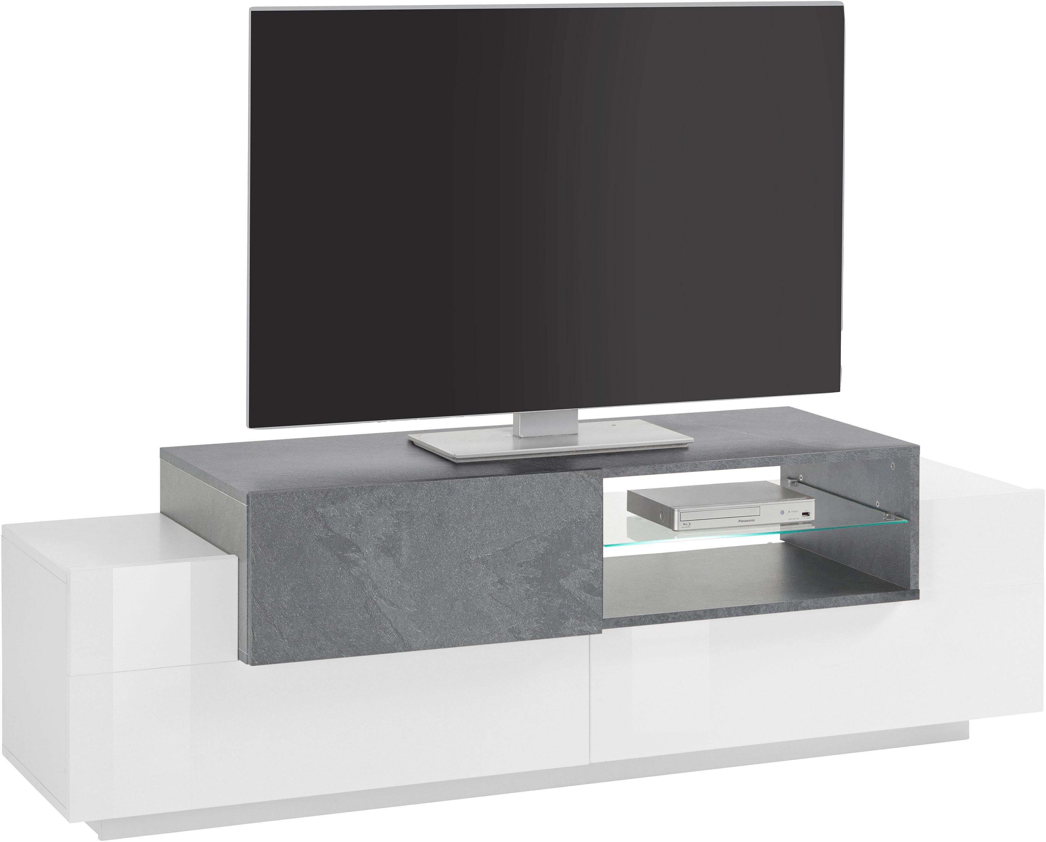 INOSIGN Tv-meubel Coro, lowboard, TV-commode, TV-meubelen, TV-bank met 2 kleppen, 1 deur, 1 glazen plank, breedte 160