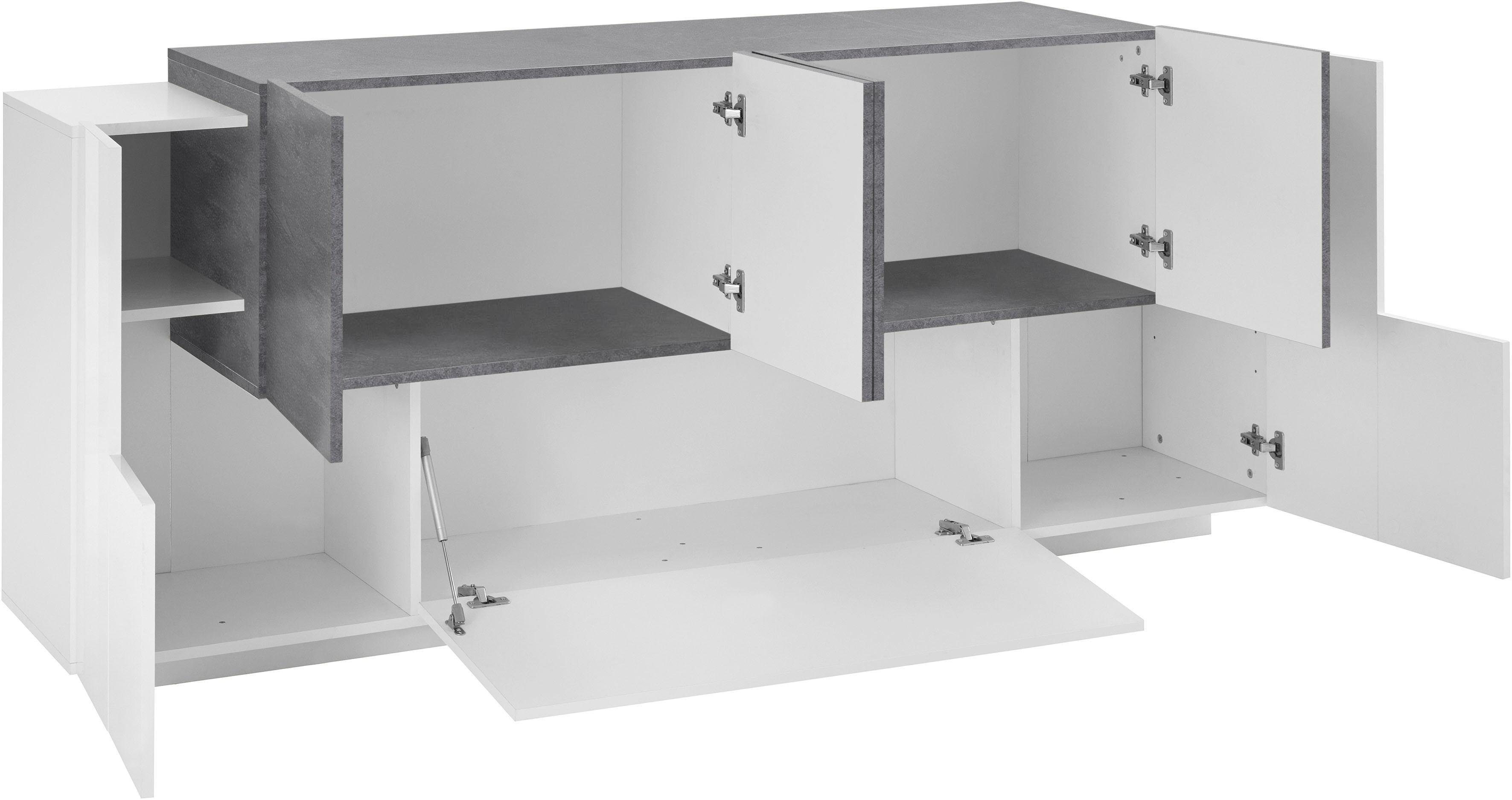 Tecnos Dressoir Coro, commode, kast, buffet, greeploos met legplanken