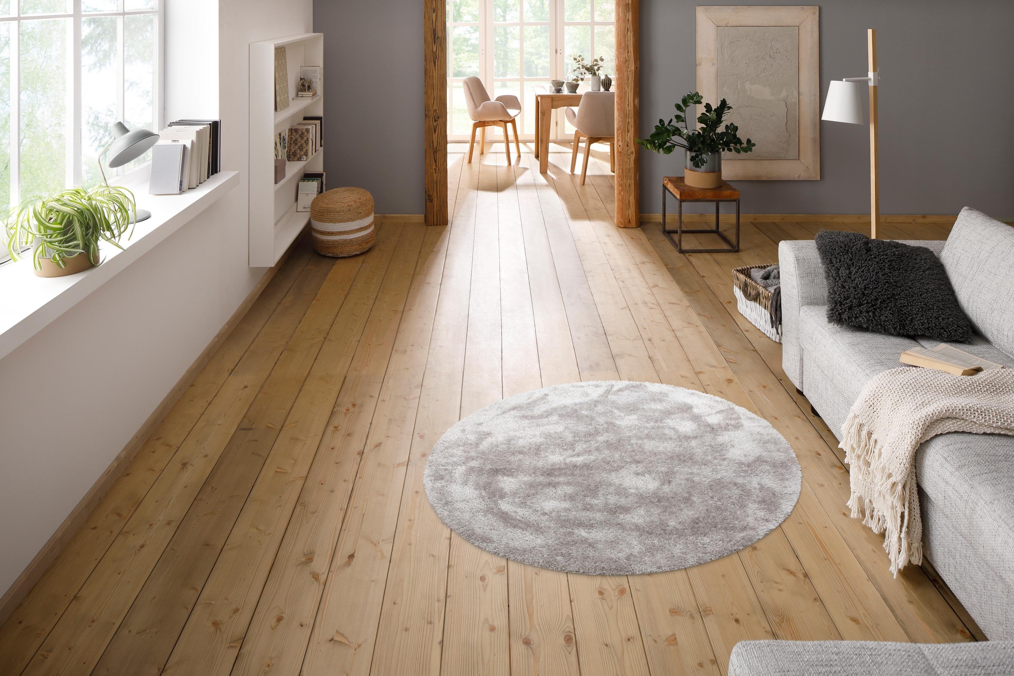 my home Hoogpolig vloerkleed Malin Unikleuren, licht glanzend, bijzonder zacht door microvezel