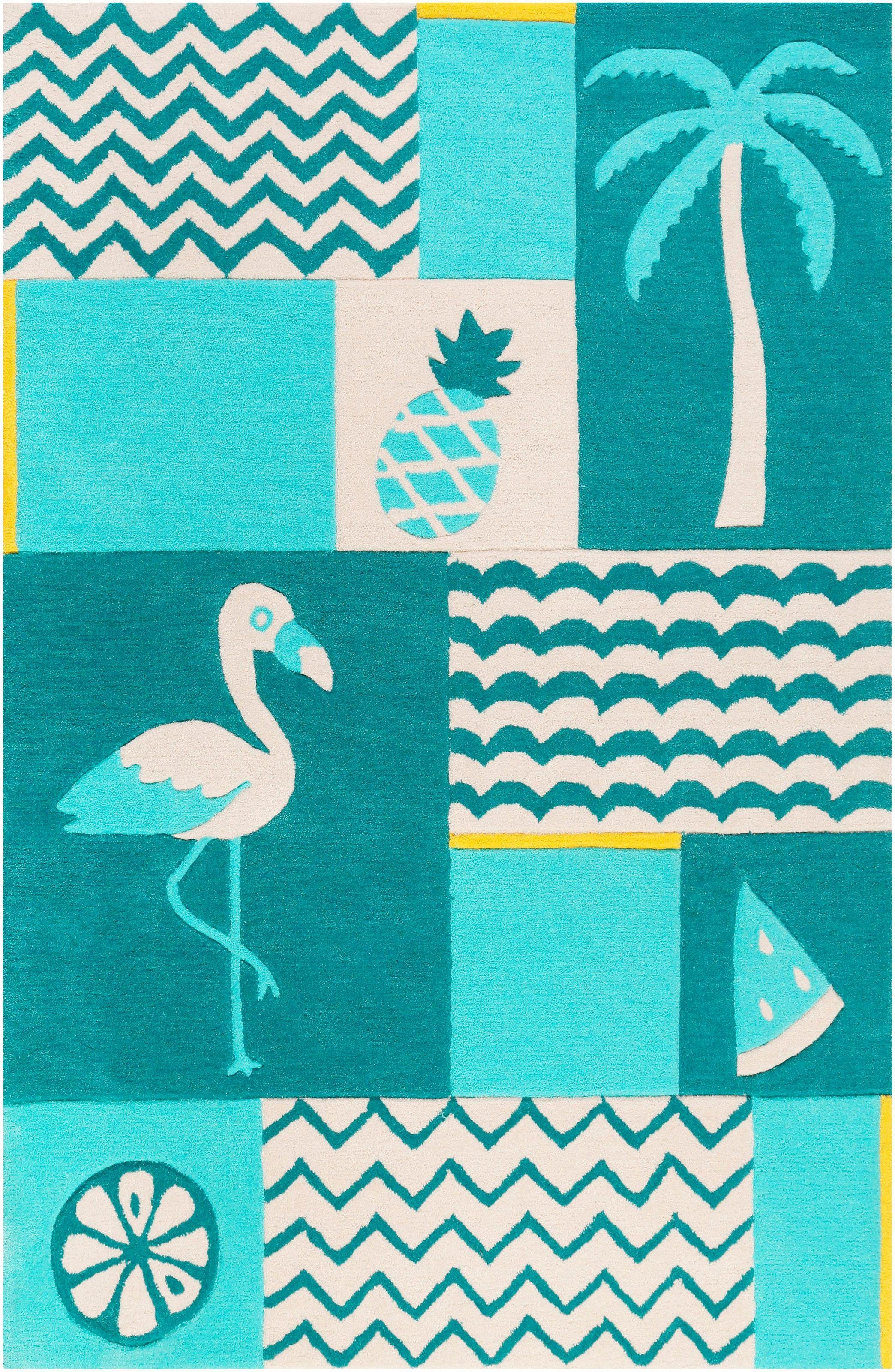 SMART KIDS Kindervloerkleed Fruity Flamingo Flamingopalmen, contour gesneden