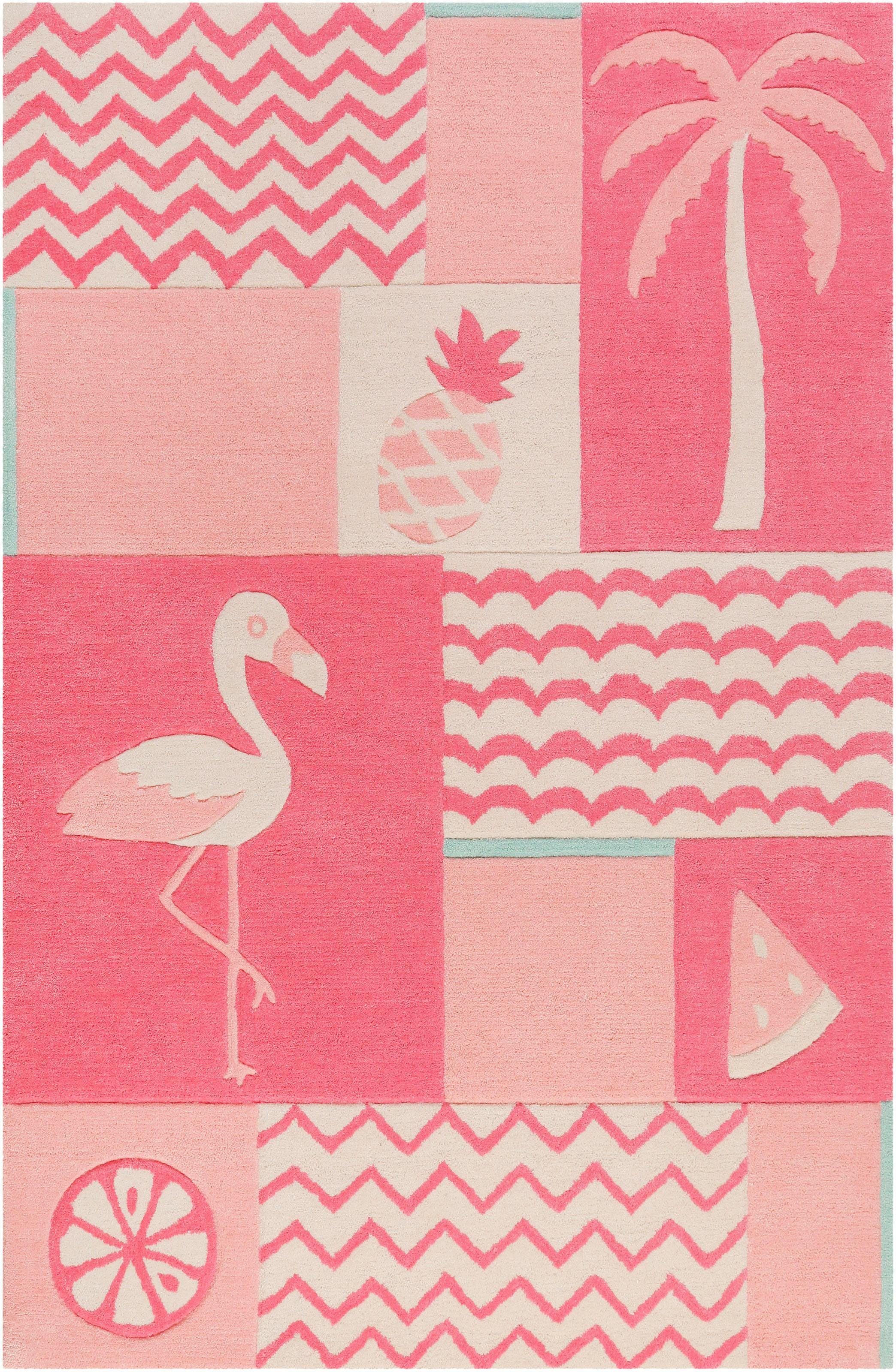 SMART KIDS Kindervloerkleed Fruity Flamingo Flamingopalmen, contour gesneden