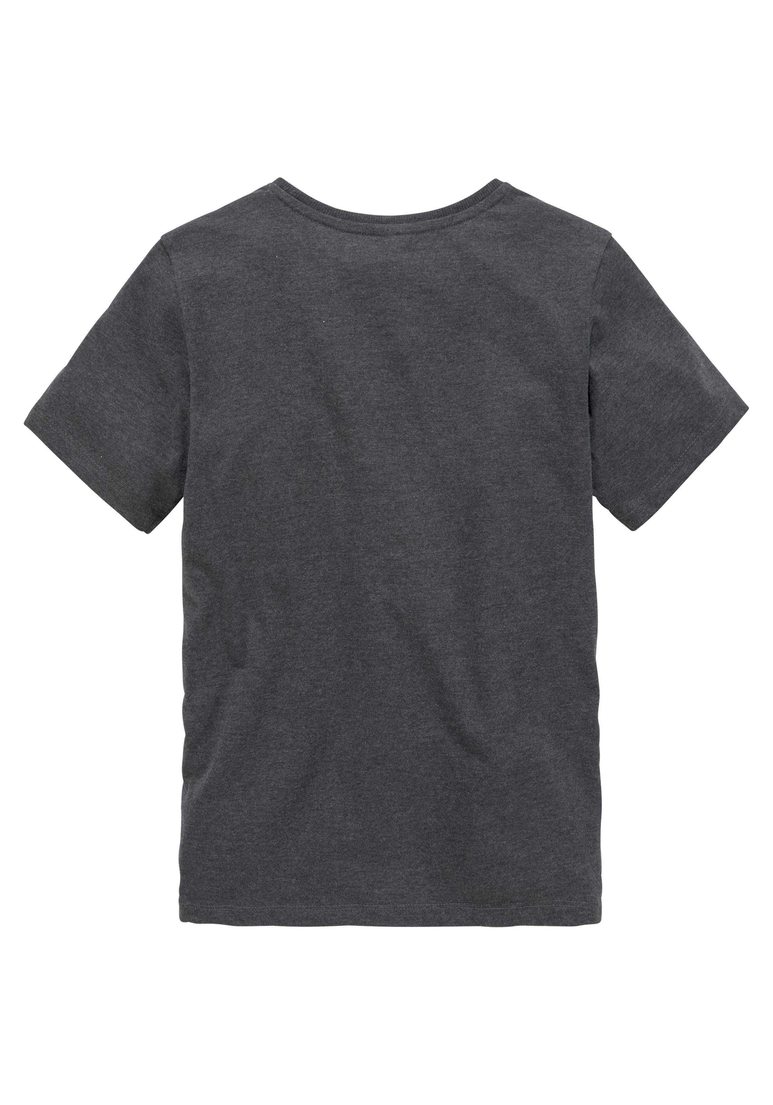 KIDSWORLD T-shirt Met spreuk: ZU FRÜH, ZU MÜDE... Korte mouwen, basic pasvorm, met stijlvolle print, ronde hals