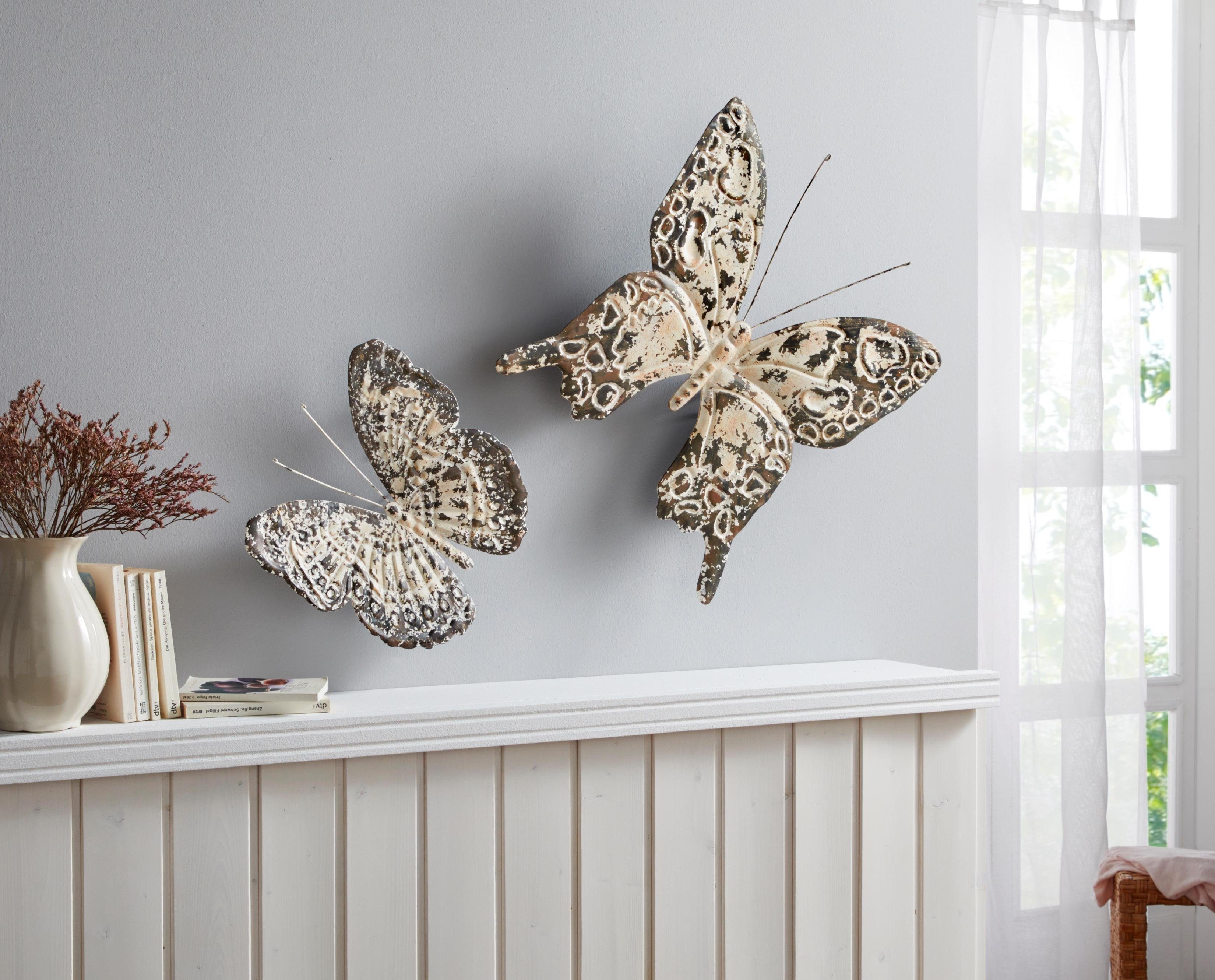 Home affaire Sierobject voor aan de wand Wanddecoratie vintage butterfly Wanddecoratie, vlinder, van metaal
