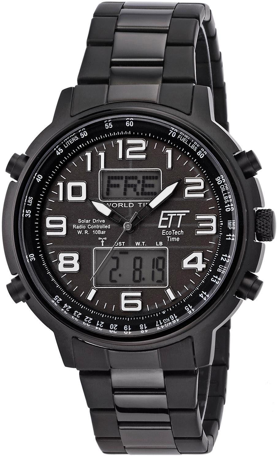 ETT Multifunctioneel radiografisch horloge Hunter II Polshorloge, heren, analoog, digitaal, datum, solar, roestvrijstalen band