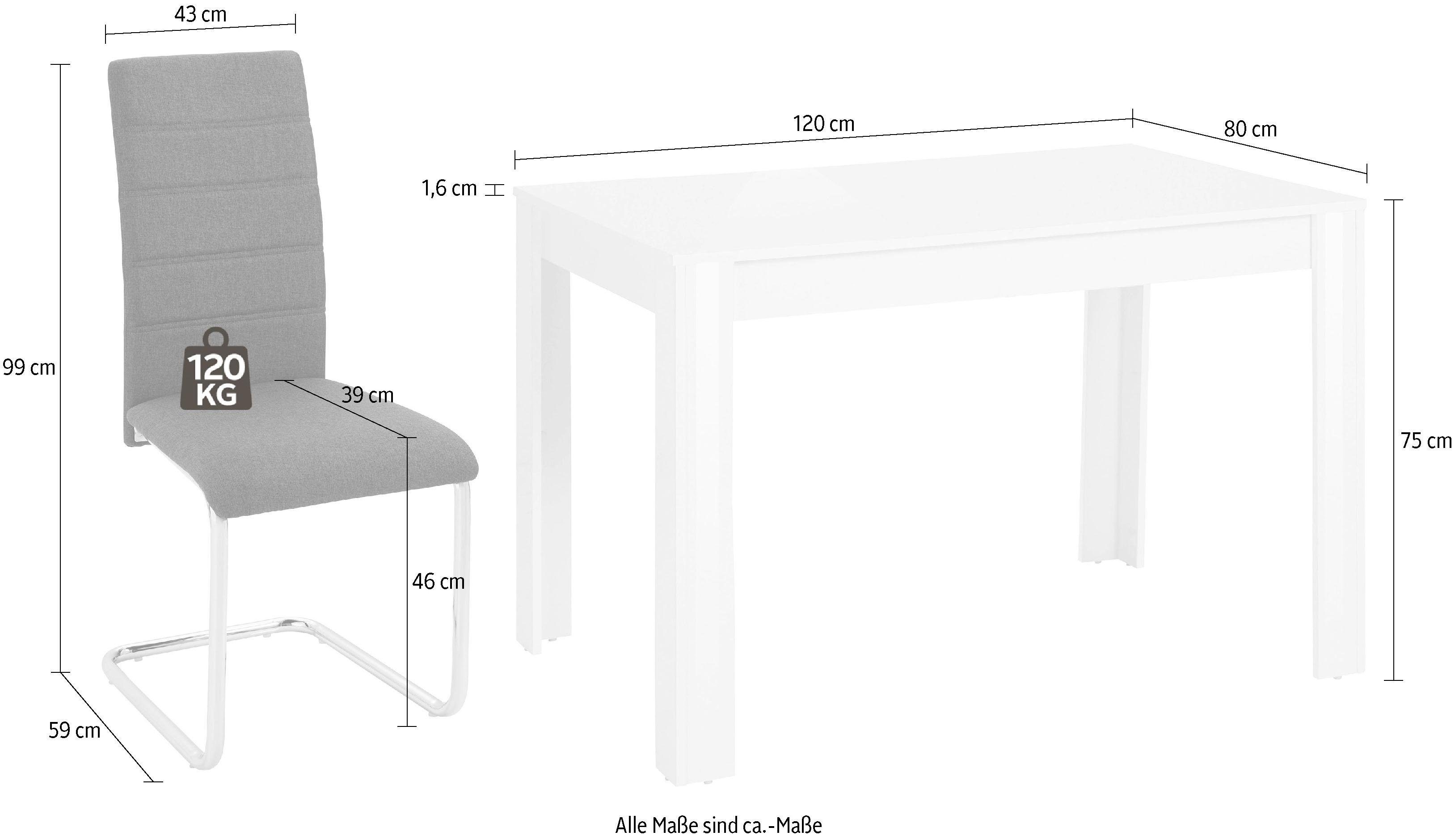 INOSIGN Eethoek DORIS - Eettafel Lynn + sledestoel Doris (set)