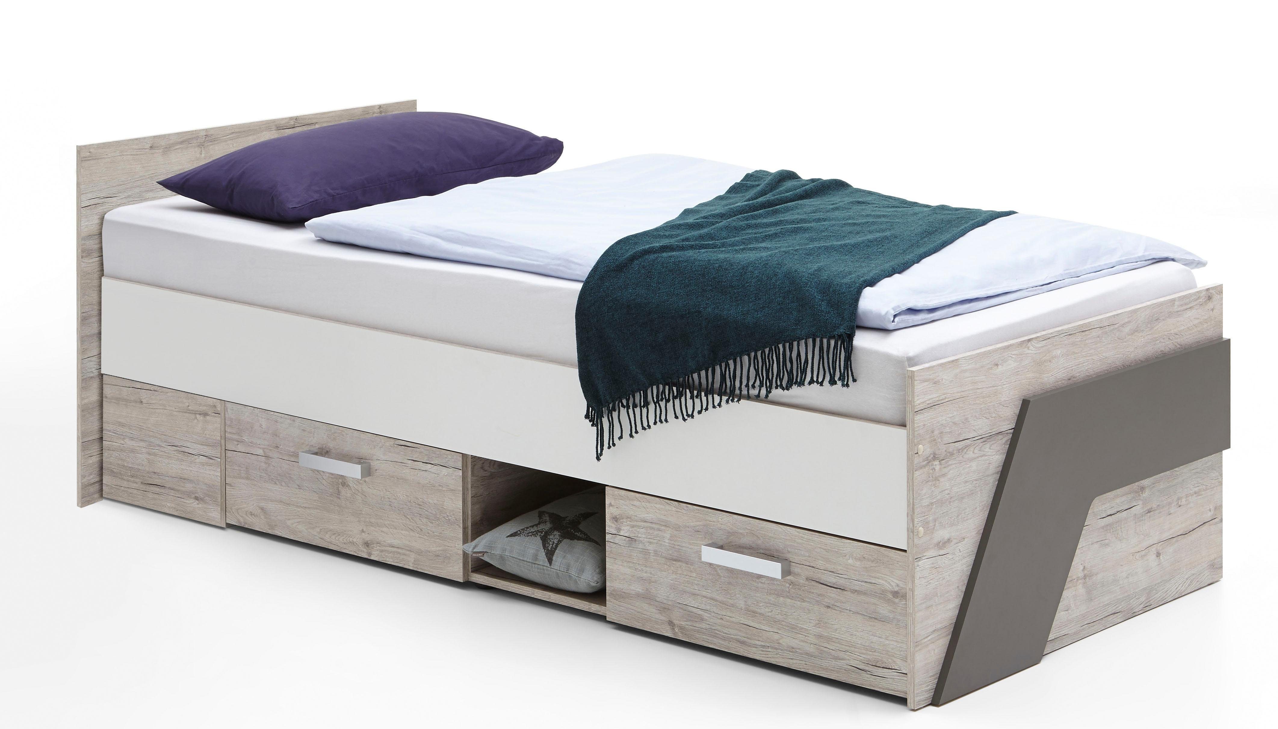 FMD Functioneel ledikant NONA met bergruimte eenpersoonsbedden beige
