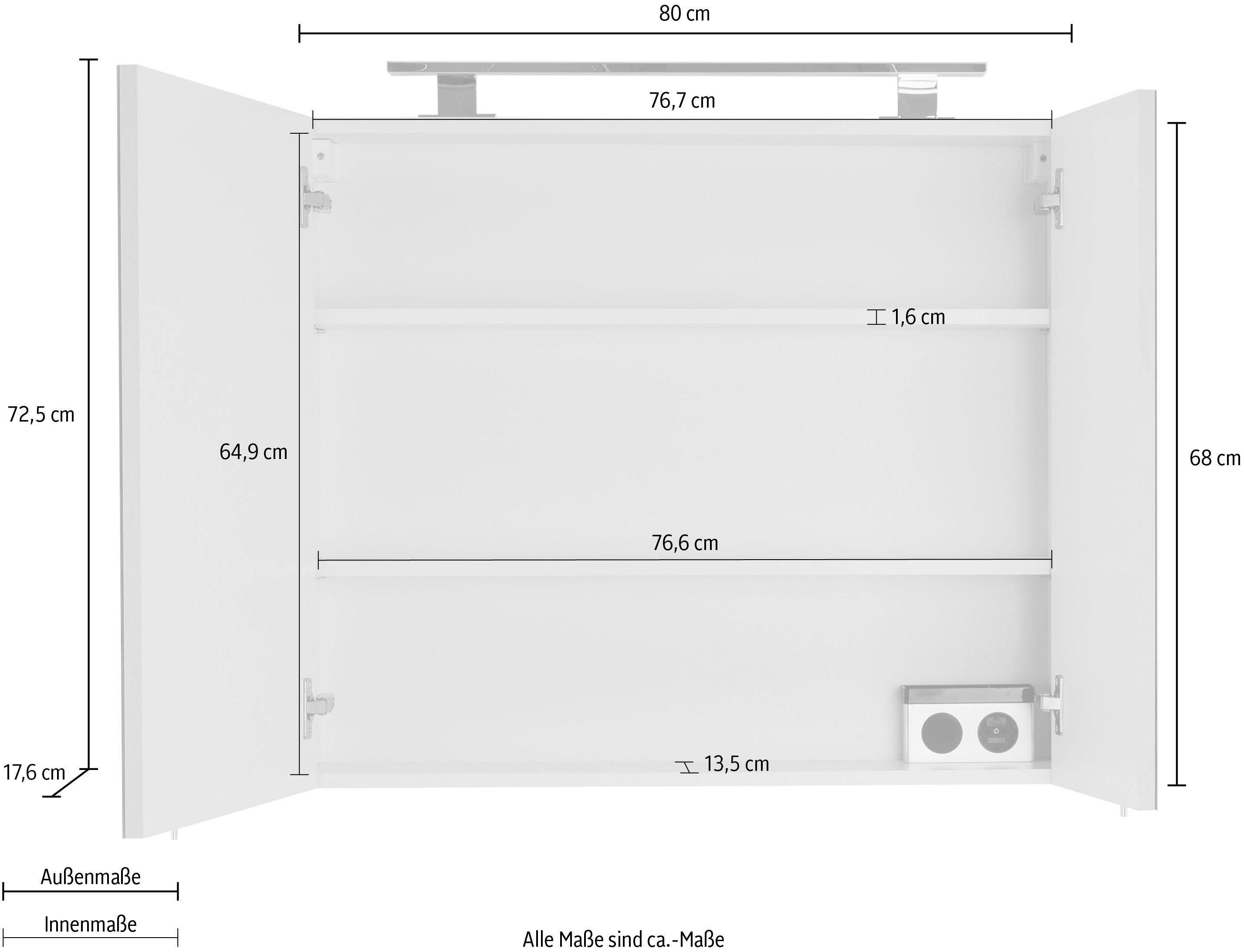 OPTIFIT Spiegelkast Mino Breedte 80 cm