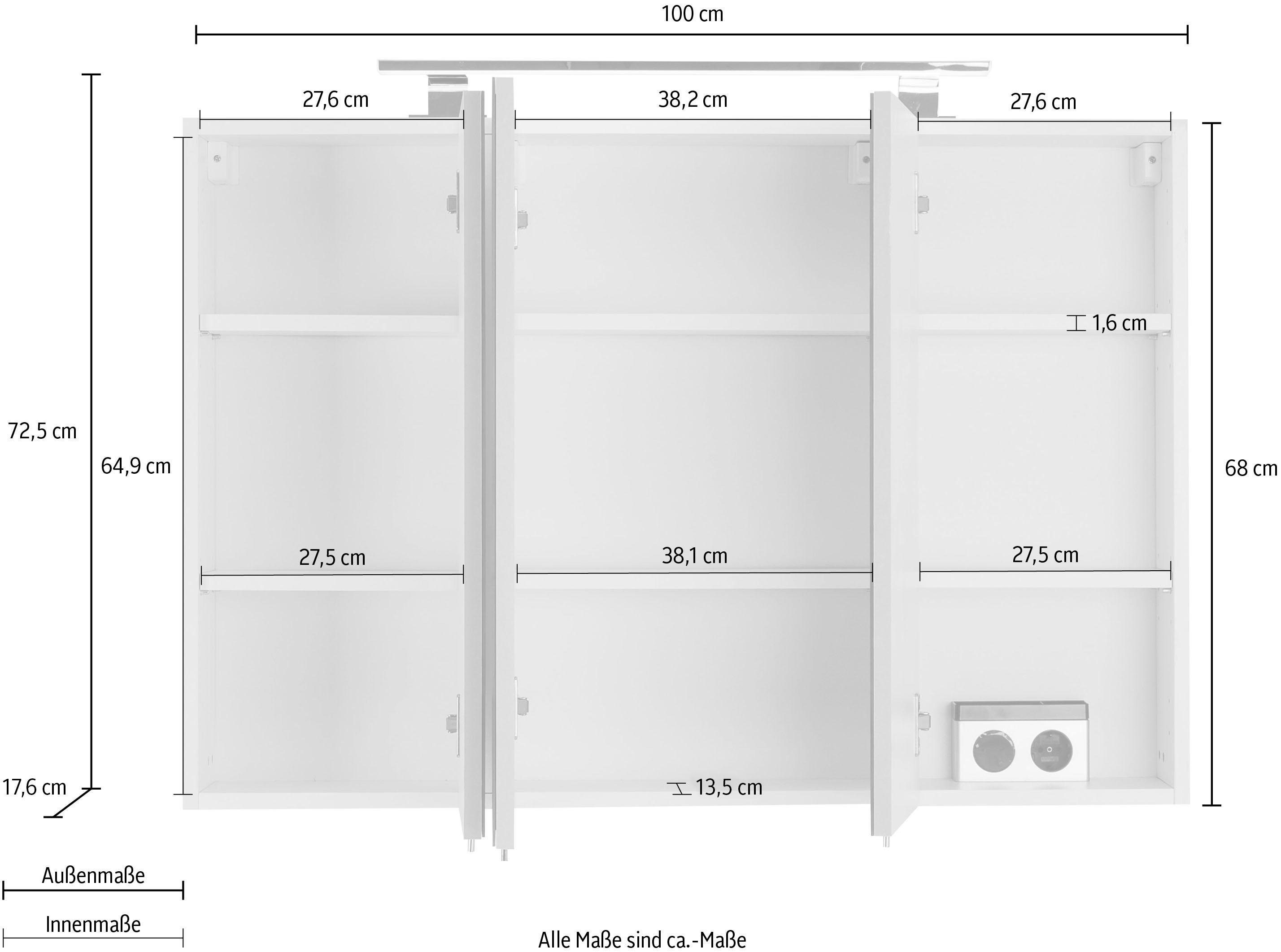 OPTIFIT Spiegelkast Mino Breedte 100 cm