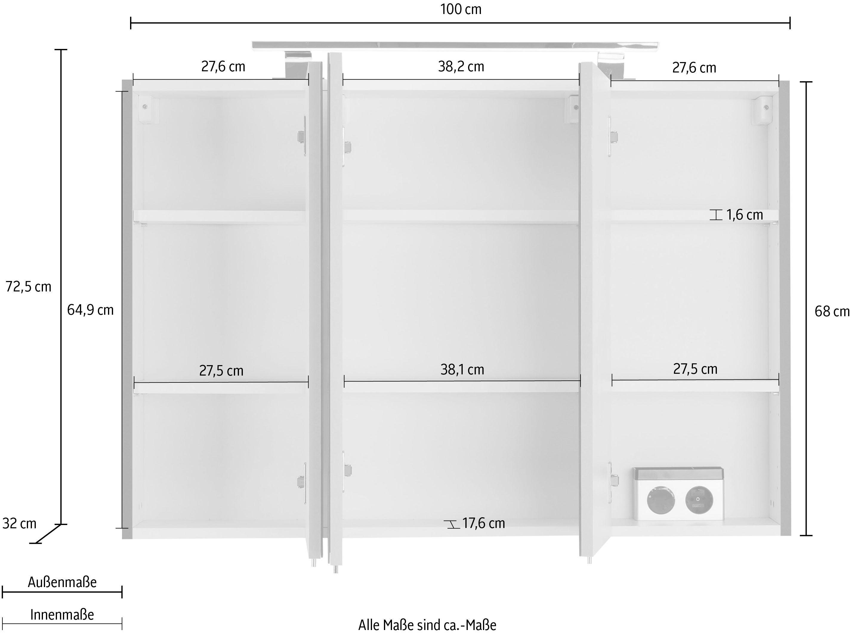 OPTIFIT Spiegelkast Mino Breedte 100 cm