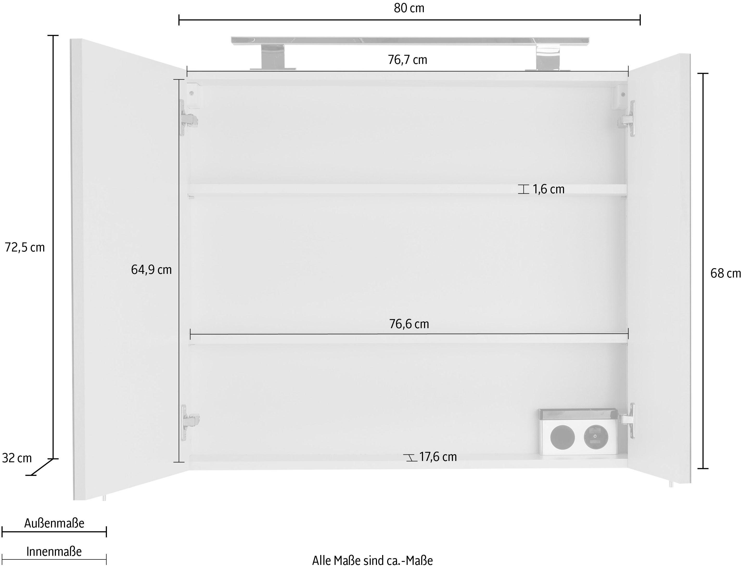 OPTIFIT Spiegelkast Mino Breedte 80 cm