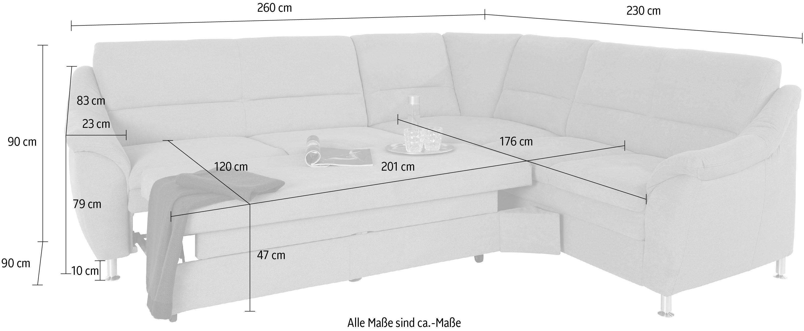 Places of Style Hoekbank Cardoso L-vorm met trapezehoek voor meer zitcomfort, naar keuze ook met slaapfunctie