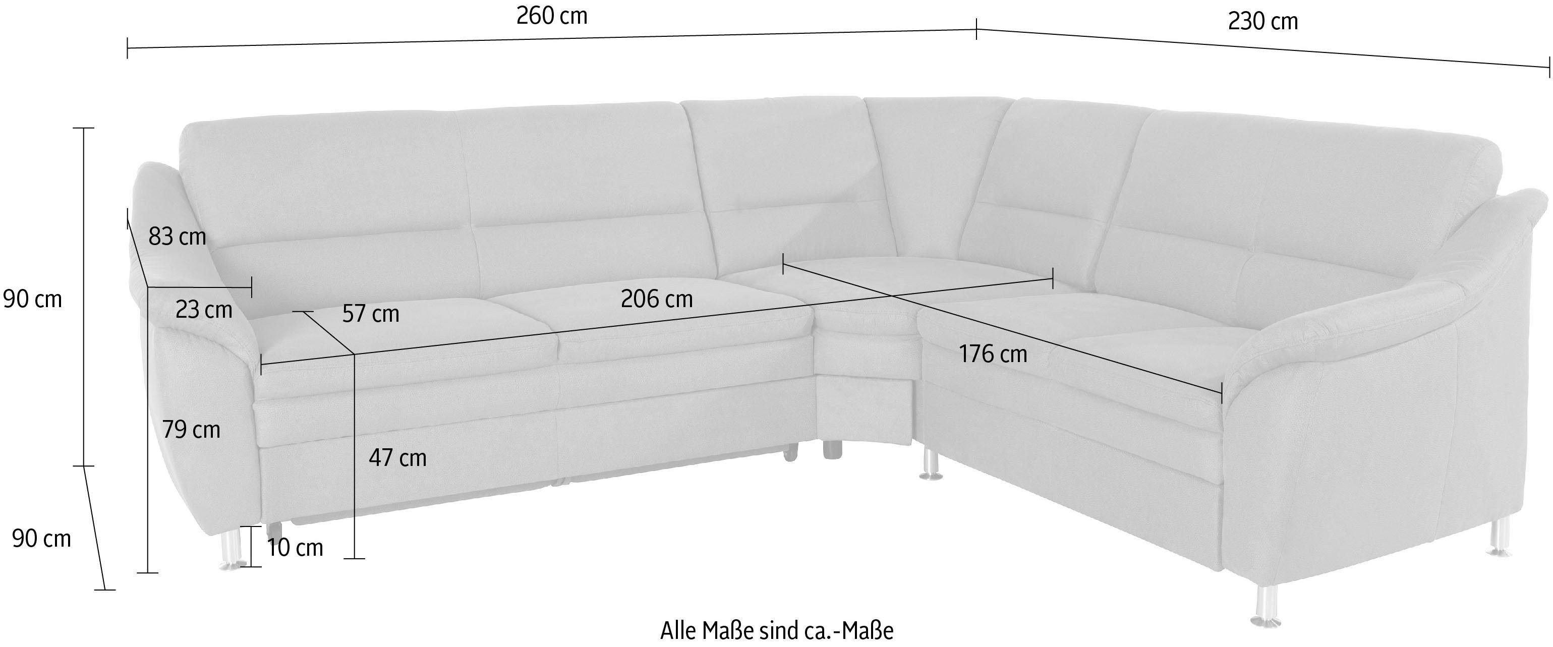 Places of Style Hoekbank Cardoso L-vorm met trapezehoek voor meer zitcomfort, naar keuze ook met slaapfunctie