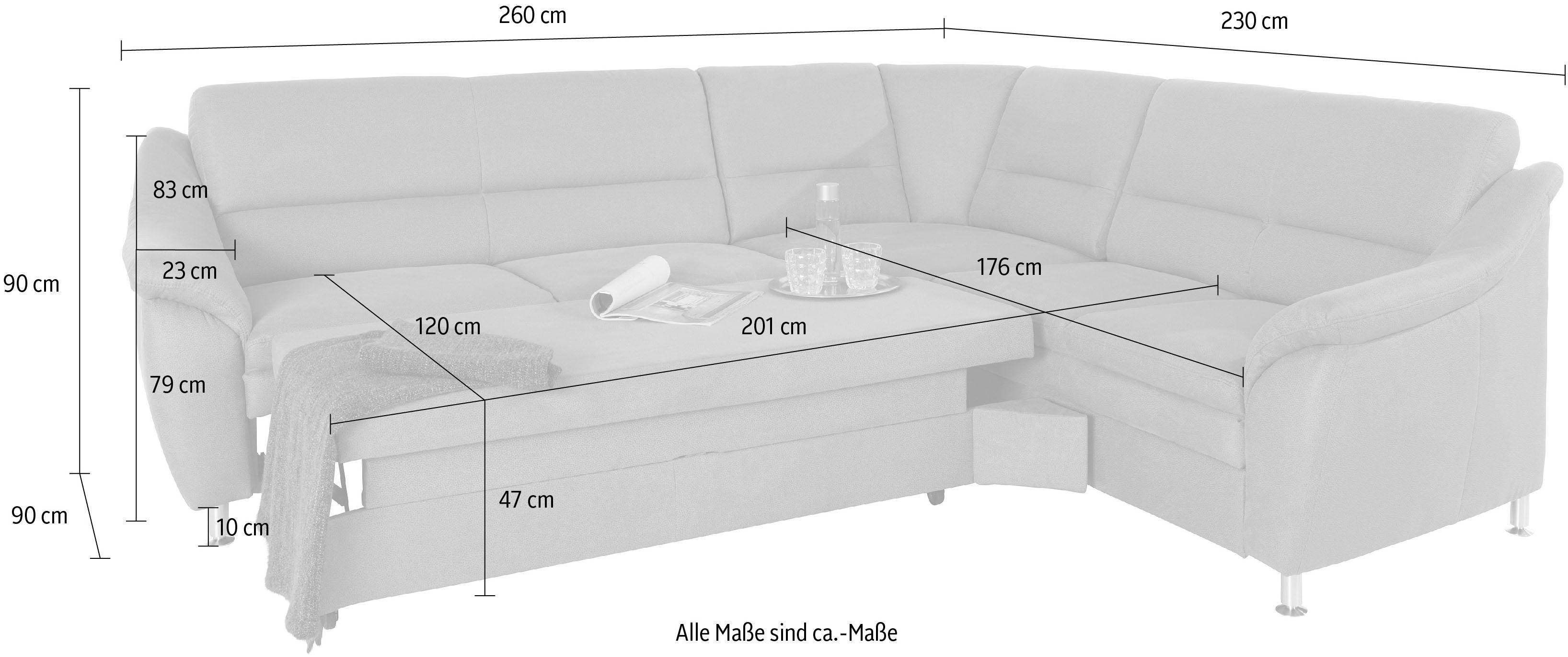 Places of Style Hoekbank Cardoso L-vorm met trapezehoek voor meer zitcomfort, naar keuze ook met slaapfunctie
