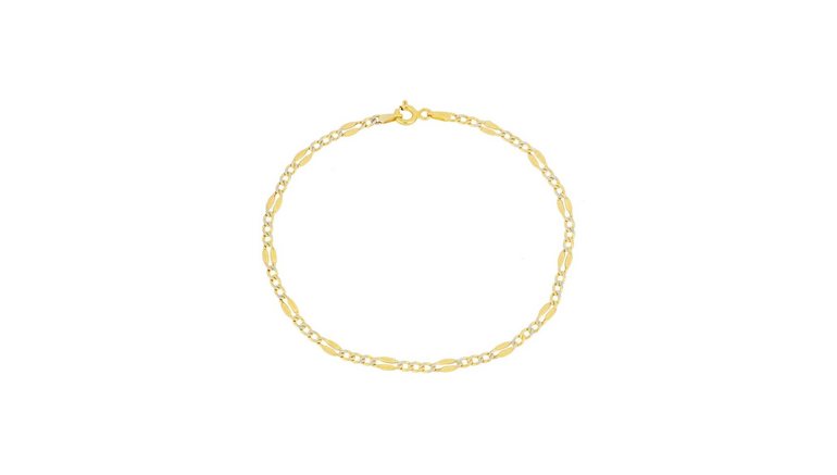 Firetti goudkleurige armband »in Figarokettengliederung, Panzerkettenelemente mit Diamantschnitte, 2,8 mm, glänzend«