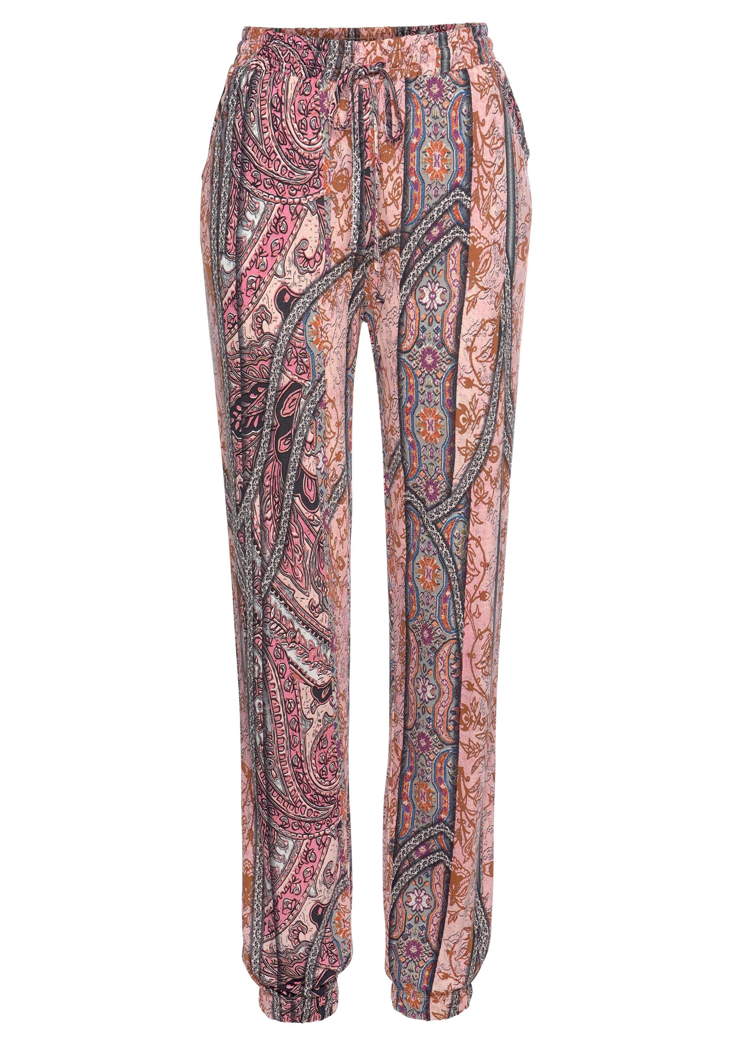 Buffalo Strandbroek met all-over print en zakken, elastische tailleband, jersey broek