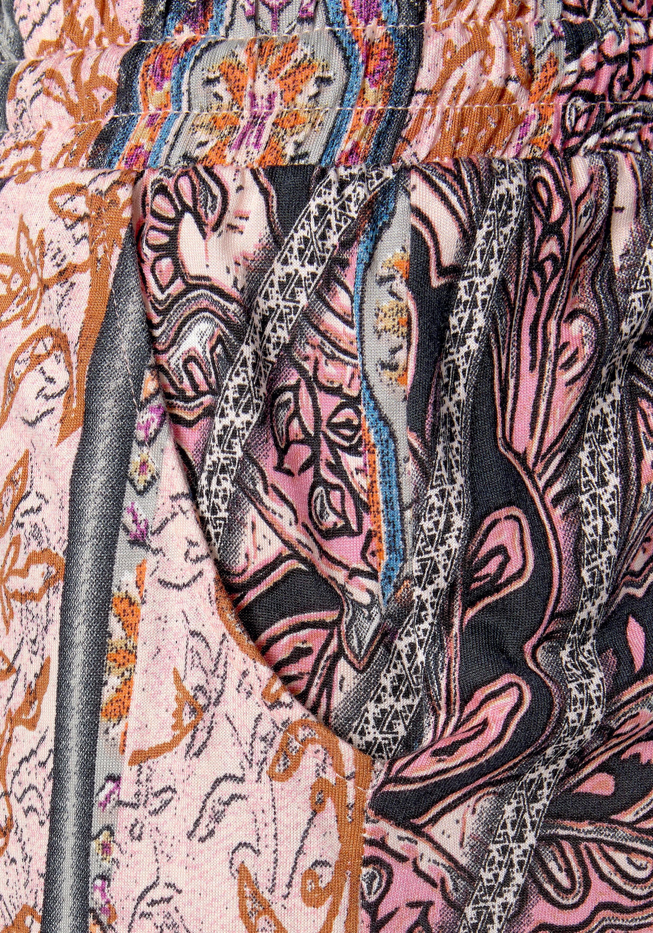 Buffalo Strandbroek met all-over print en zakken, elastische tailleband, jersey broek