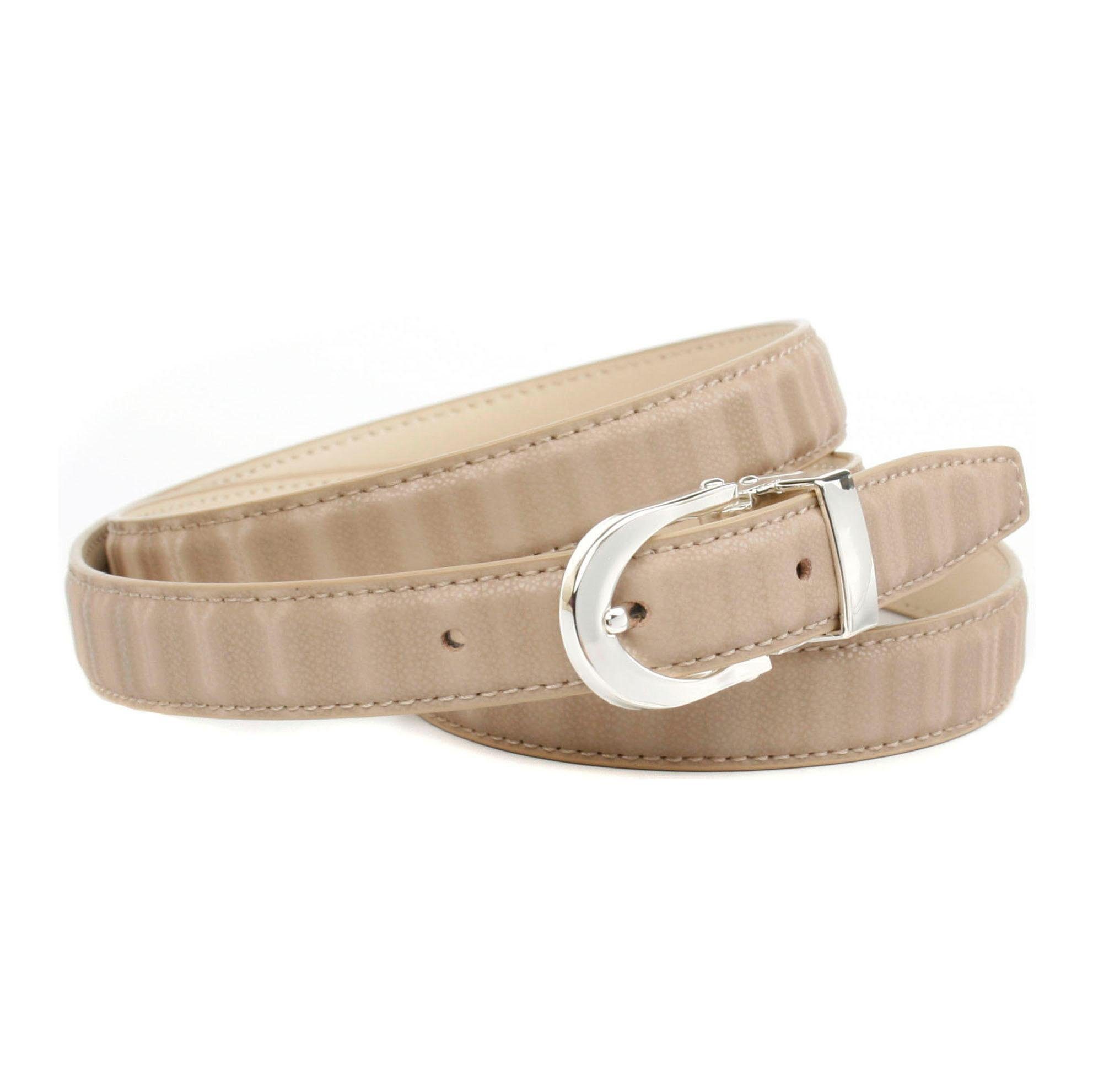 Anthoni Crown Leren riem Elegante riem van innovatief leer in 3D-look dames brede riemen maat 105 beige