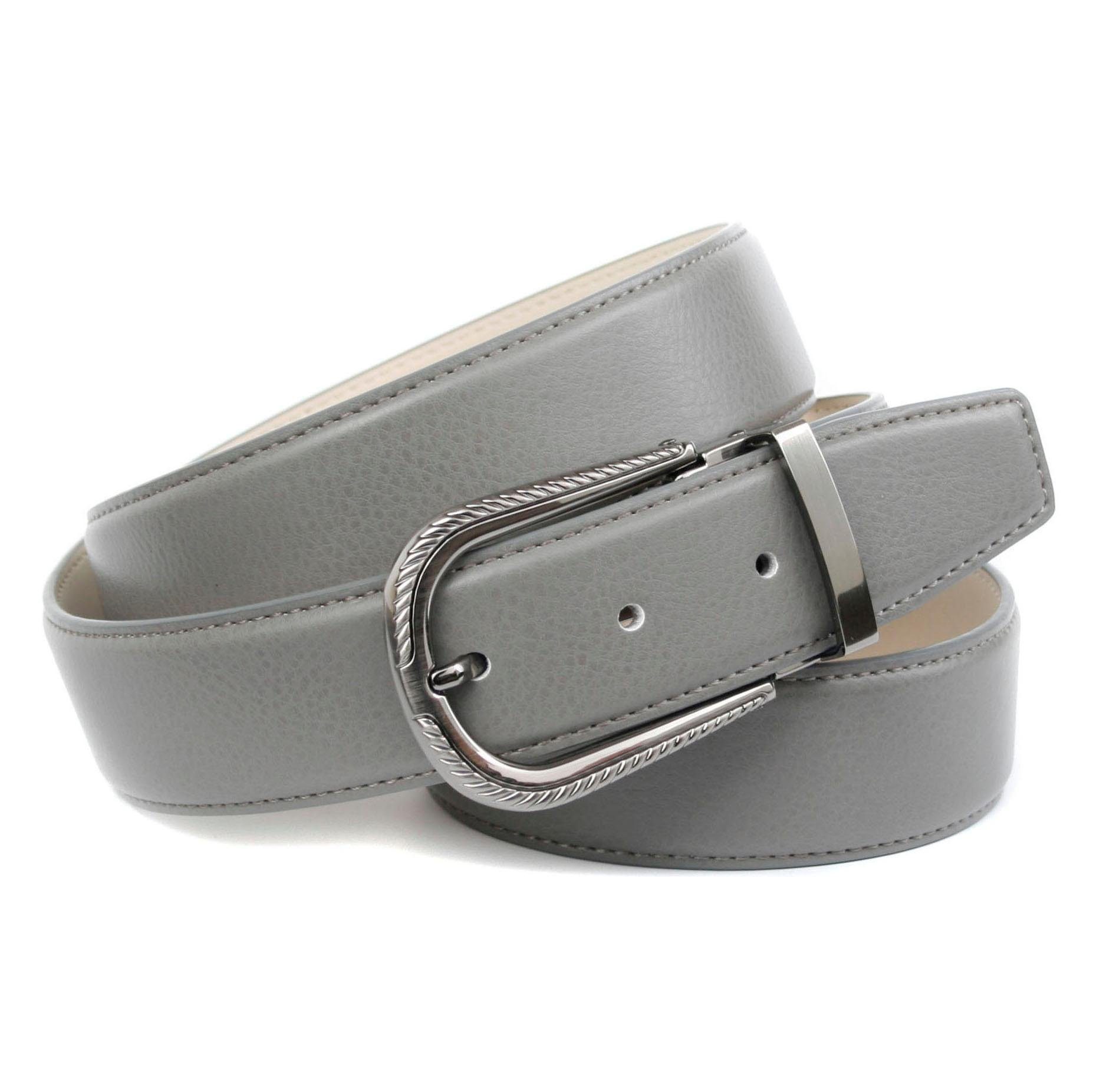 Anthoni Crown Leren riem in grijs met pingesp in diamant-zwart dames brede riemen maat 75 grijs