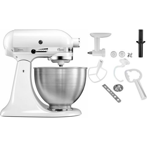 KitchenAid Keukenmachine 5K45SSEWH+SFGA+KCCA WIT incl. extra accessoires ter waarde van ca. €112,-. kleur: wit