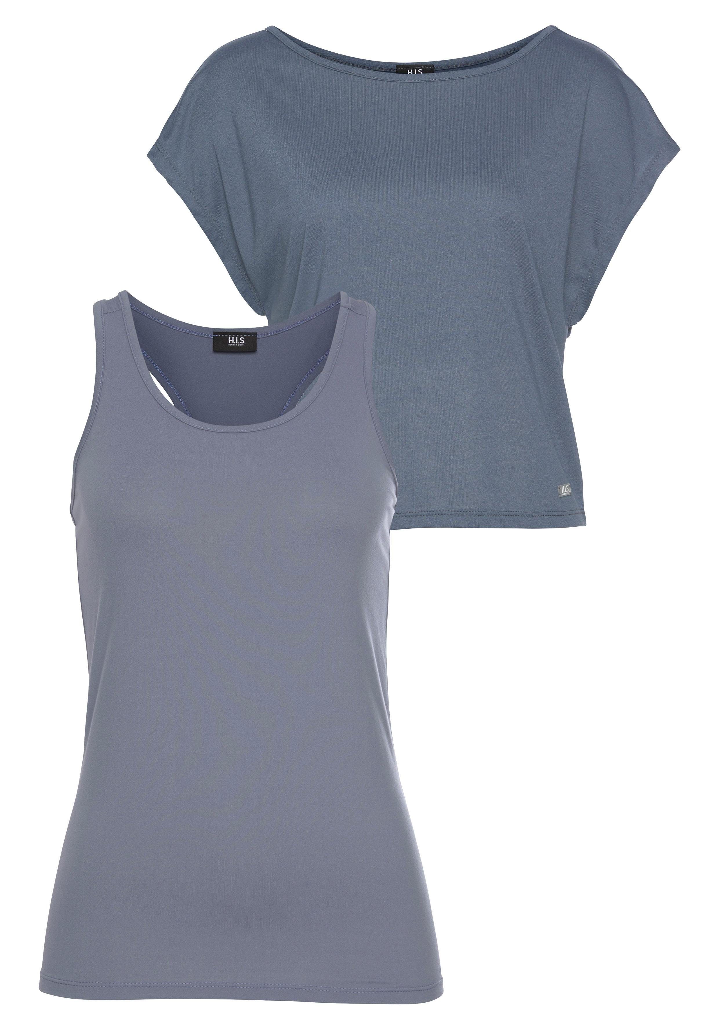 H.I.S Trainingsshirt 2-delige set: shirt & top Korte mouw, ronde hals, van polyester en...