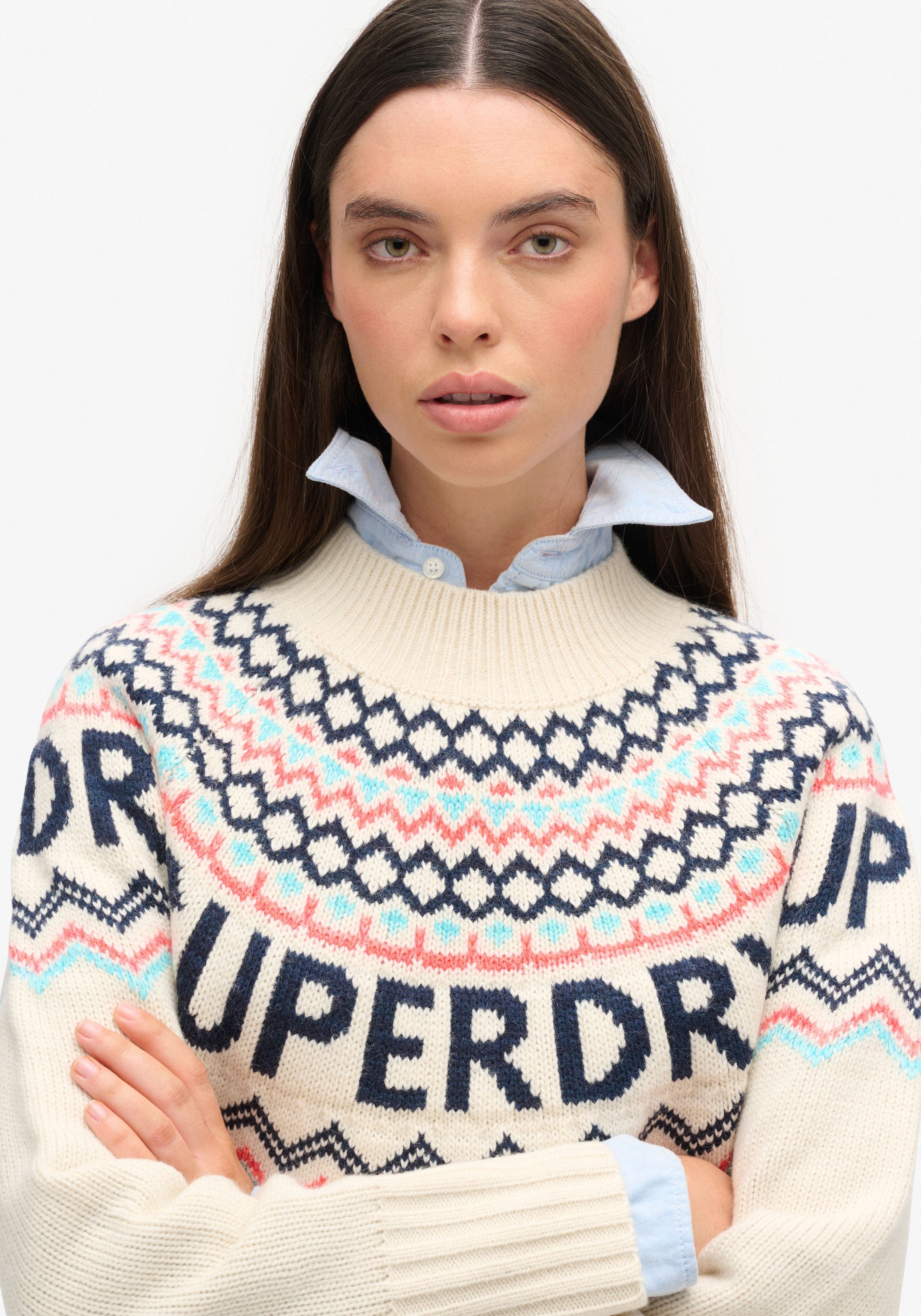 Superdry Gebreide trui FAIRISLE BRANDED JUMPER