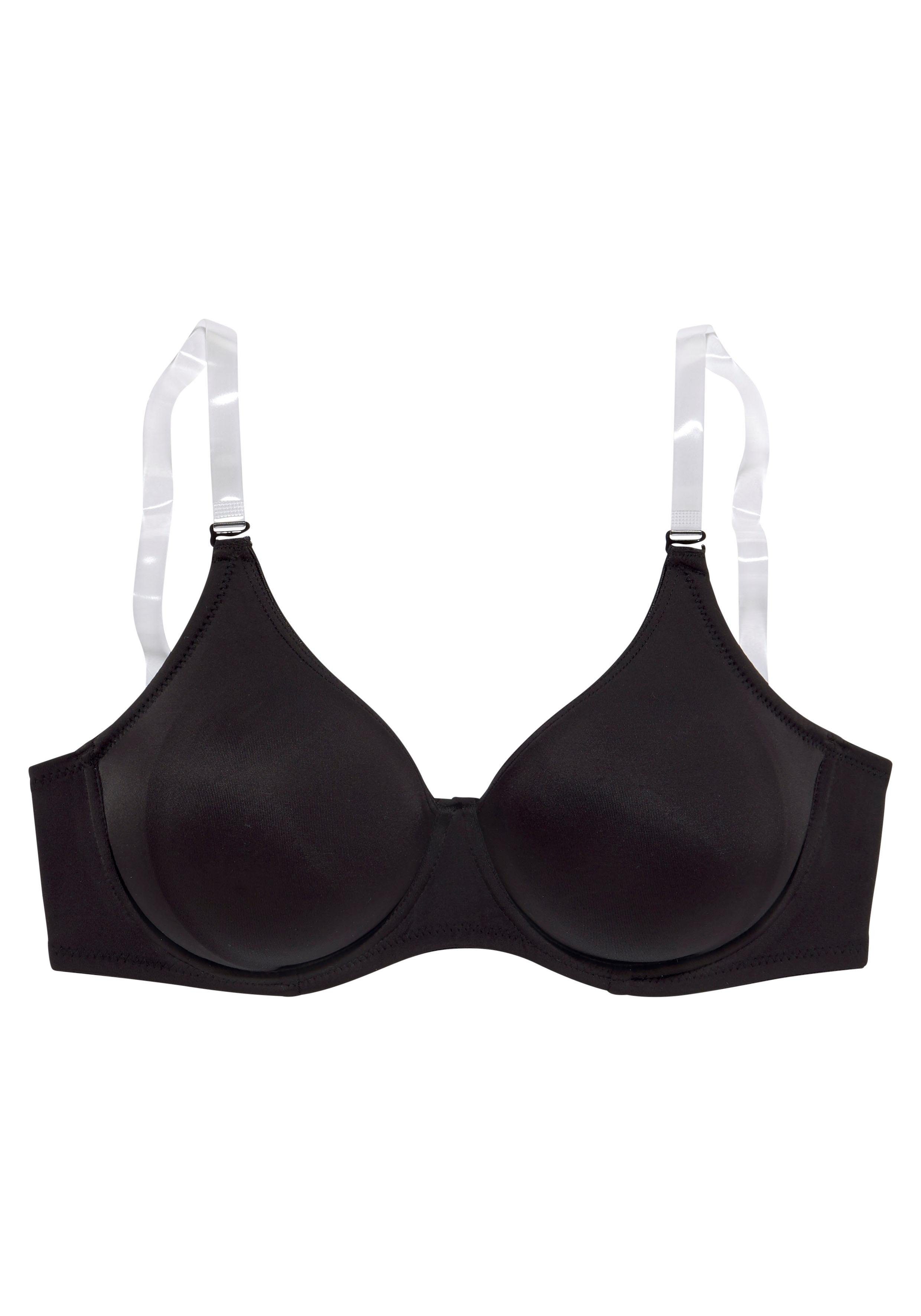 Lascana T-shirt-bh met 3 bandjes (verwisselbare bandjes) en borduursel