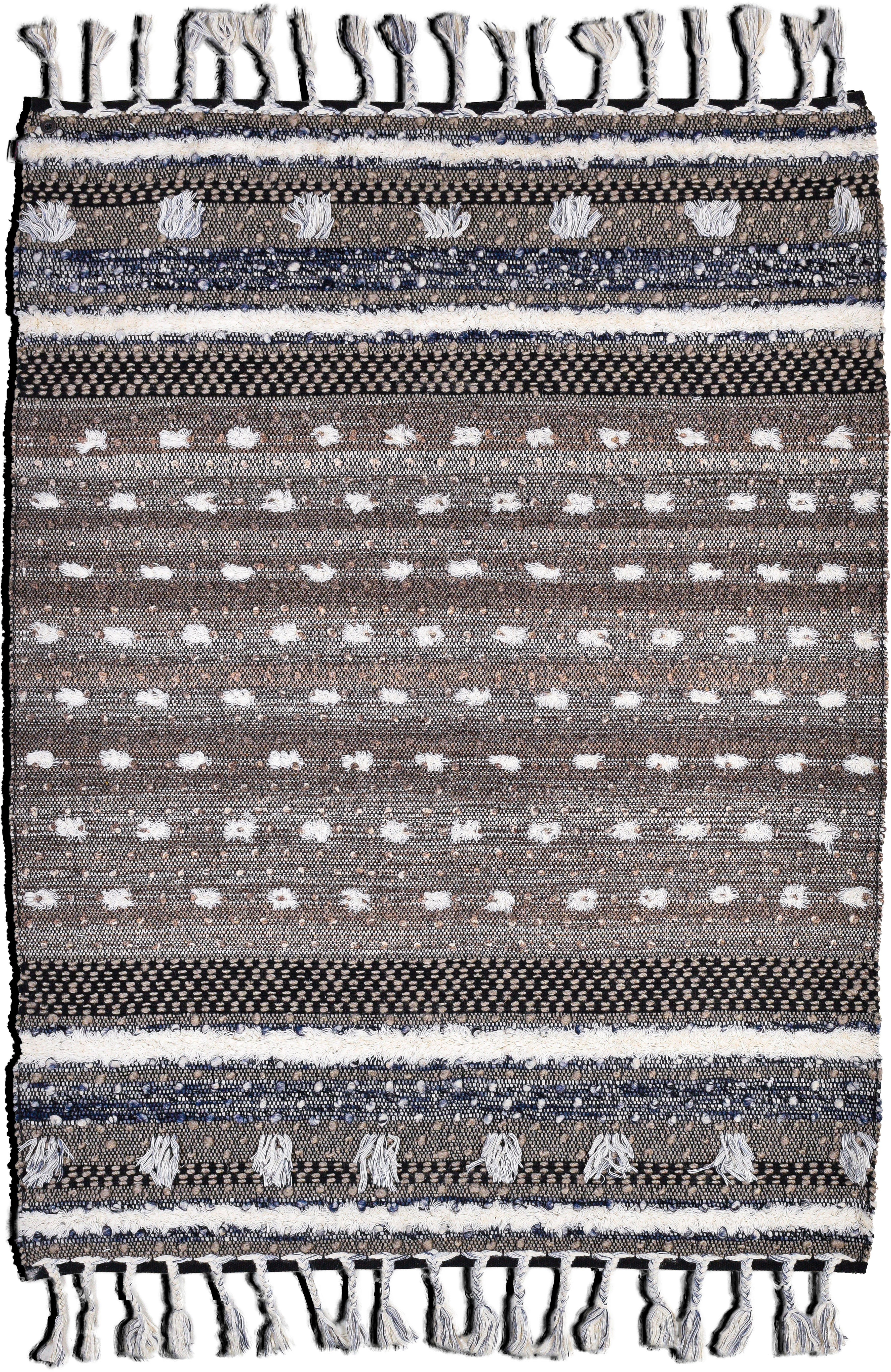 TOM TAILOR HOME Wollen kleed Vintage Funky Nature zuivere wol, met de hand geweven, met franje