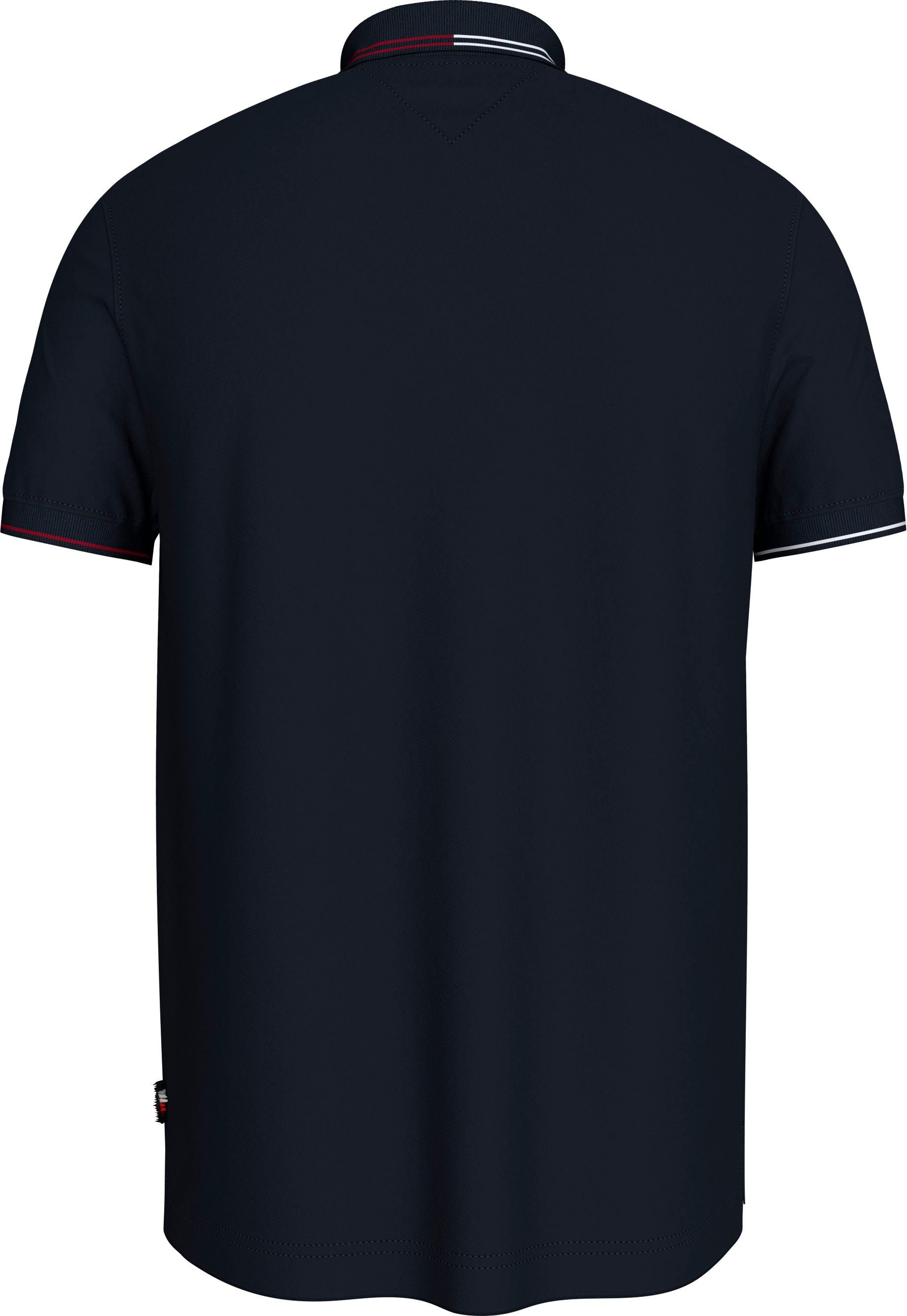 Tommy Hilfiger Poloshirt RWB ZIP PLACKET TIPPING REG POLO met contrasterende strepen aan de kraag