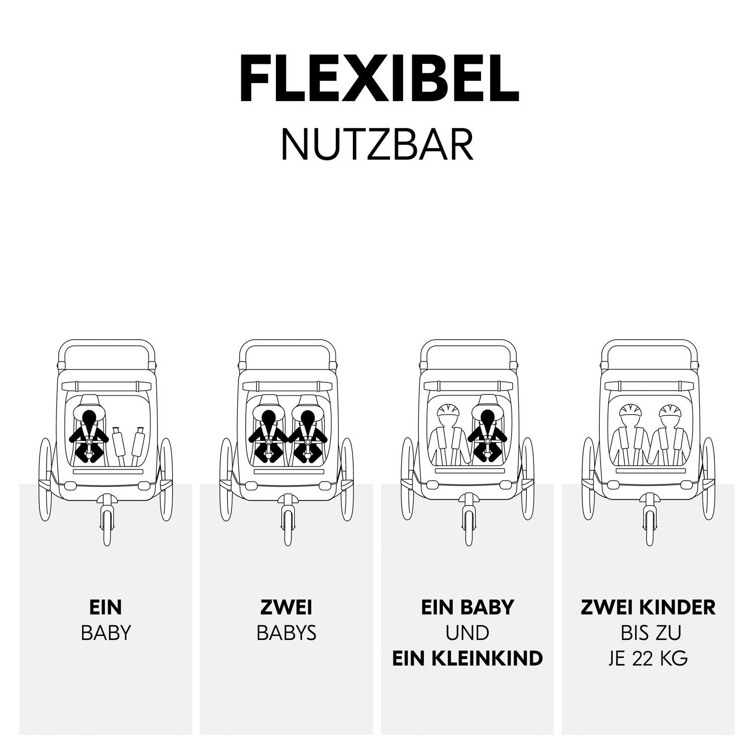 Hauck Kinderen fiets aanhanger Baby Lounger 2 Grey